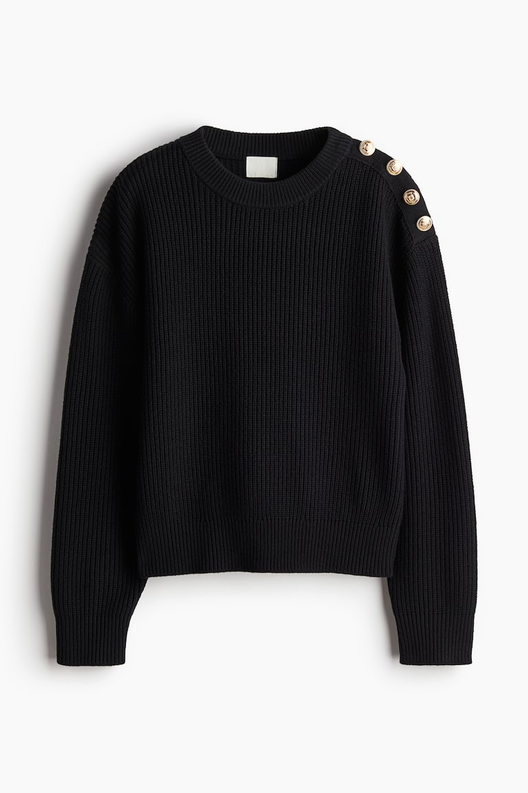 ボタンディテールセーター - ブラック - レディース | H&M JP