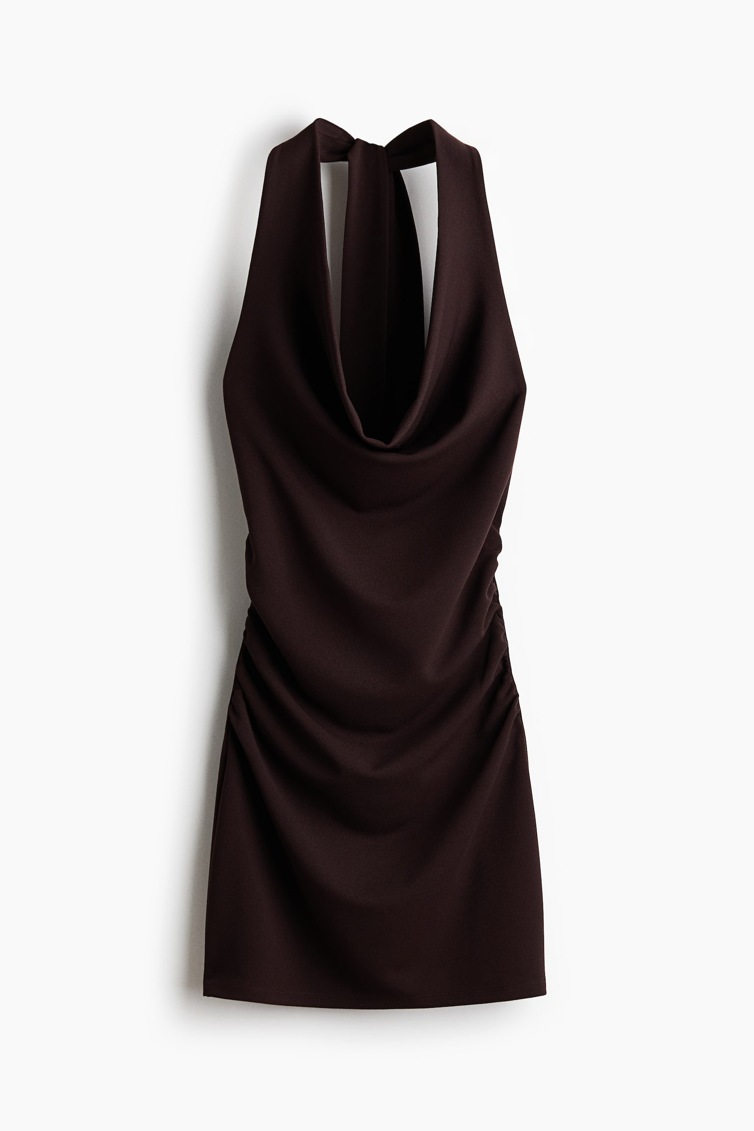 Vestido halter drapeado - Café oscuro/Negro