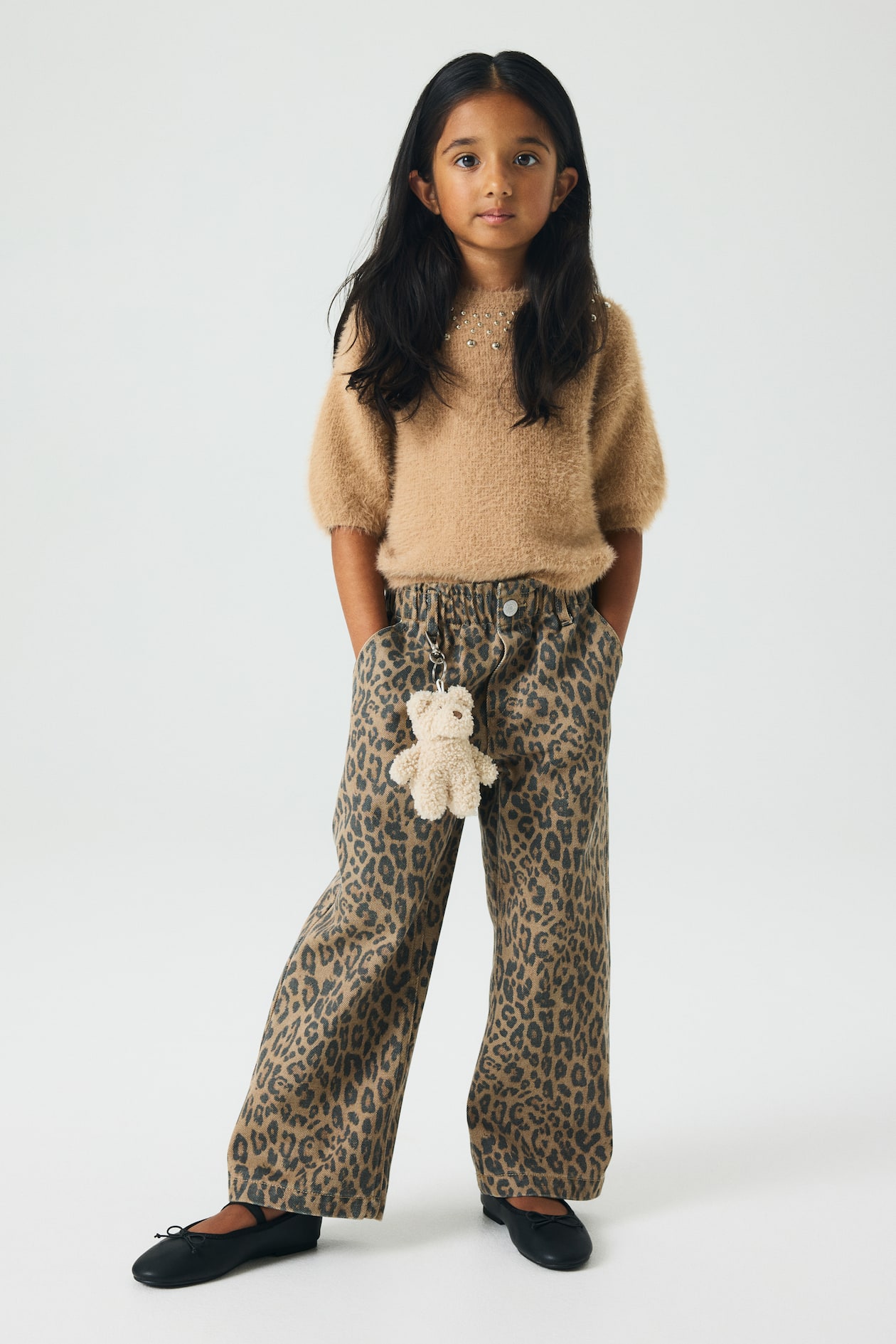 Vaquero paper bag Wide Leg Marrón/Estampado de leopardo NIÑOS