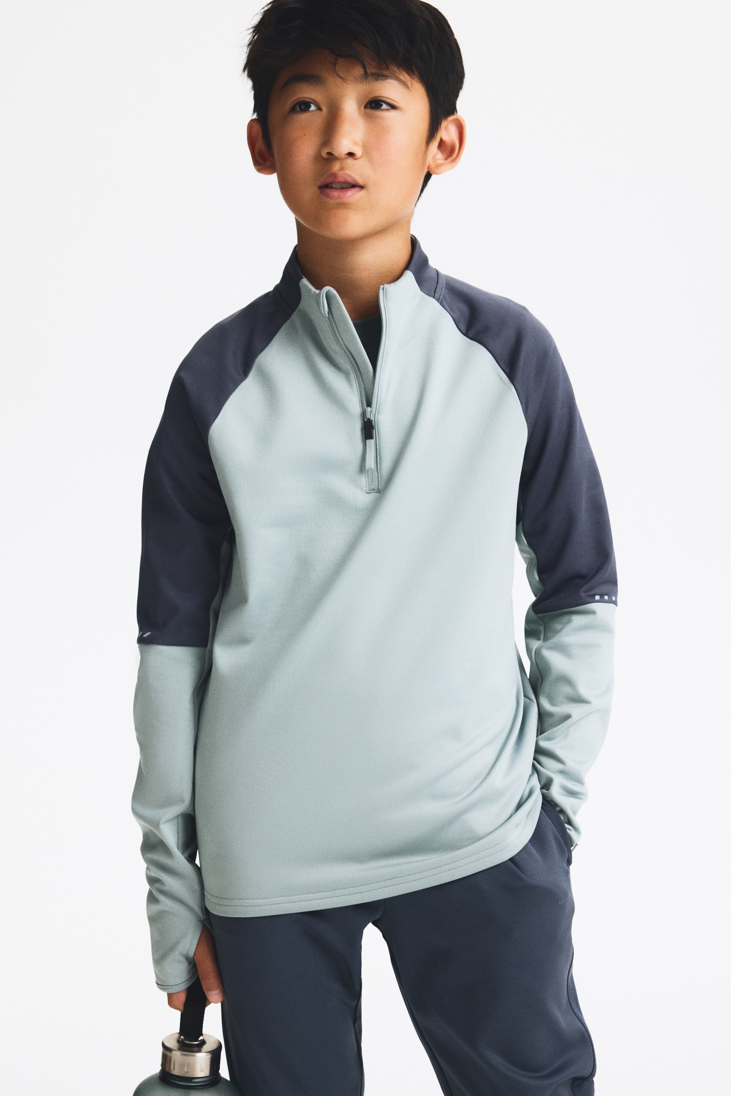 Warming mid-layer football top with ThermoMove™ - Glacier green/Colour block/Black/Dark blue/Grey