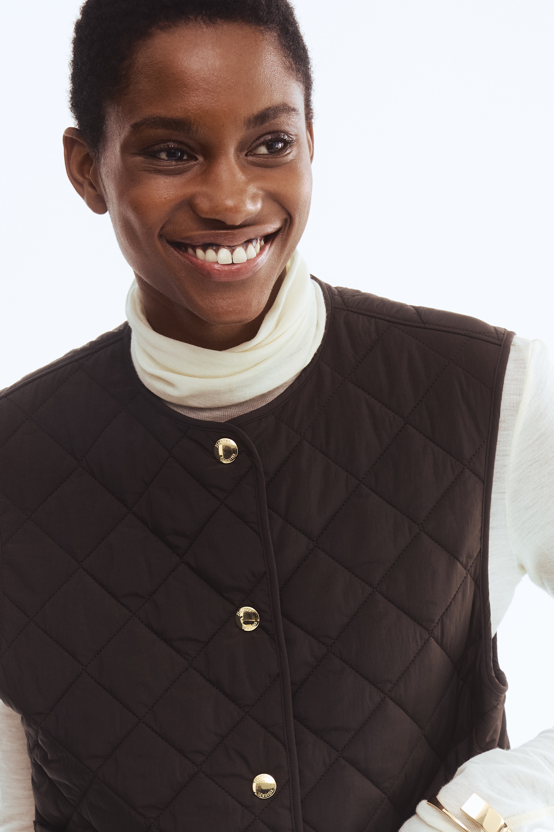 キルティングベスト - ダークブラウン - レディース | H&M JP