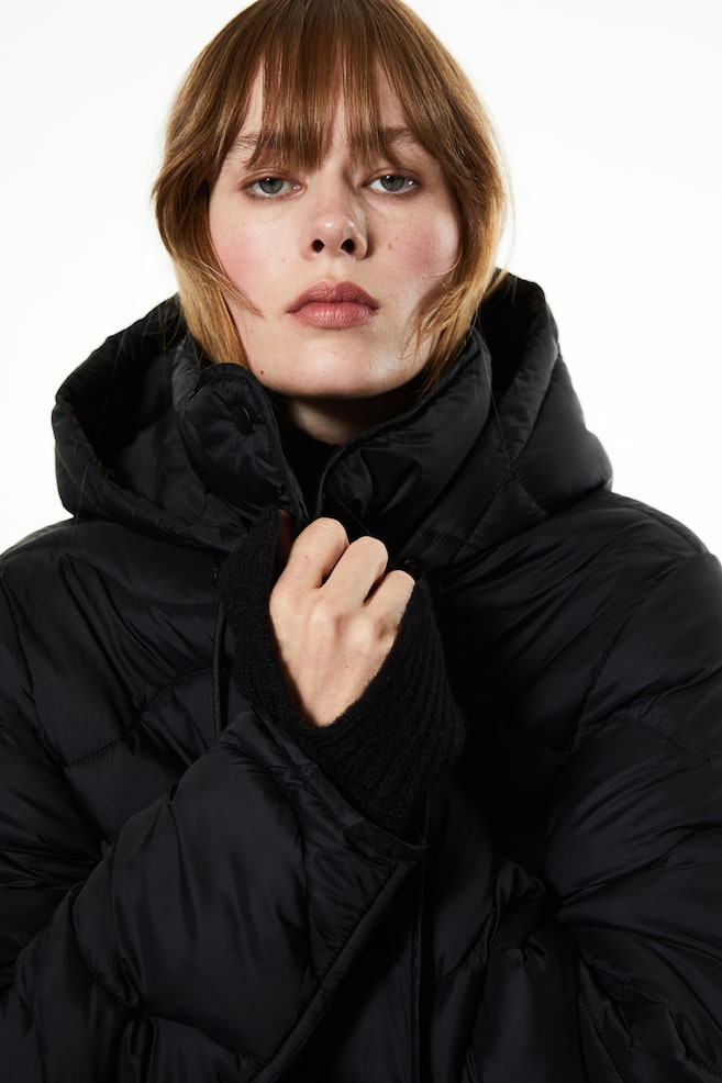 Quilted puffer coat - Black - 7