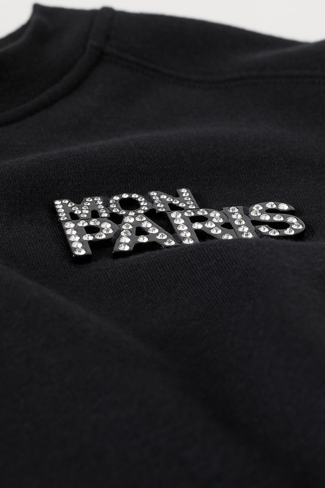 Text-motif sweatshirt - Round neck - Long sleeve - Black/Mon Paris ...