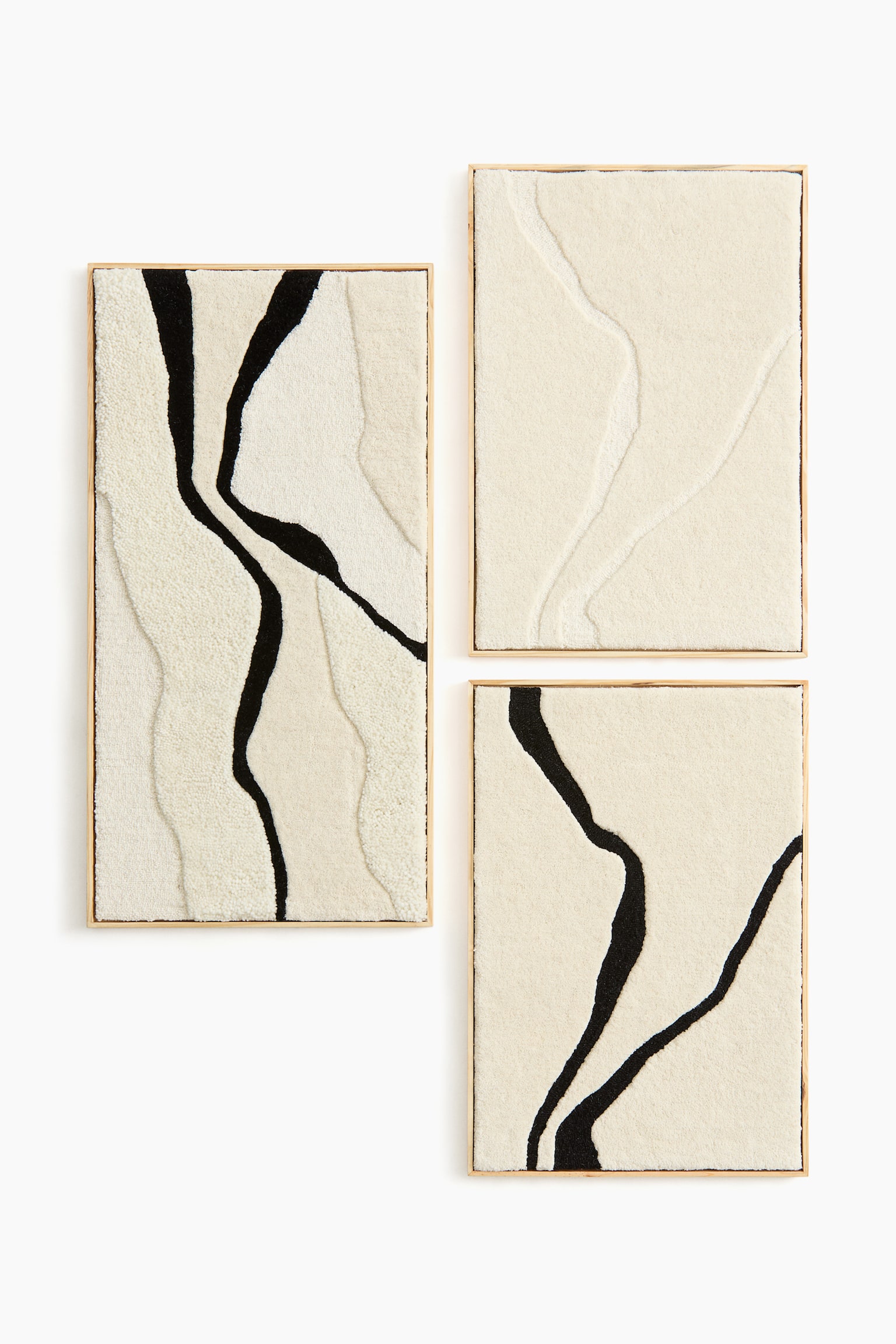 Stor vægdekoration i langluvet uld - Lys beige/Sort/Lys beige/Sort - 3