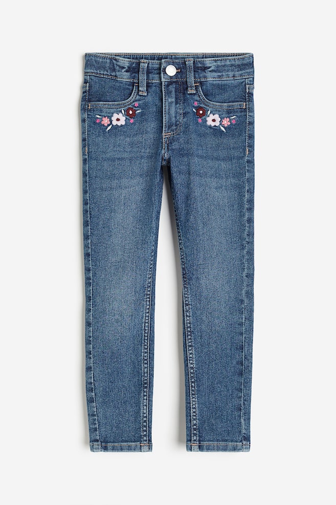 Superstretch Skinny Fit Jeans - Denimblau/Blumen/Denimblau - 1