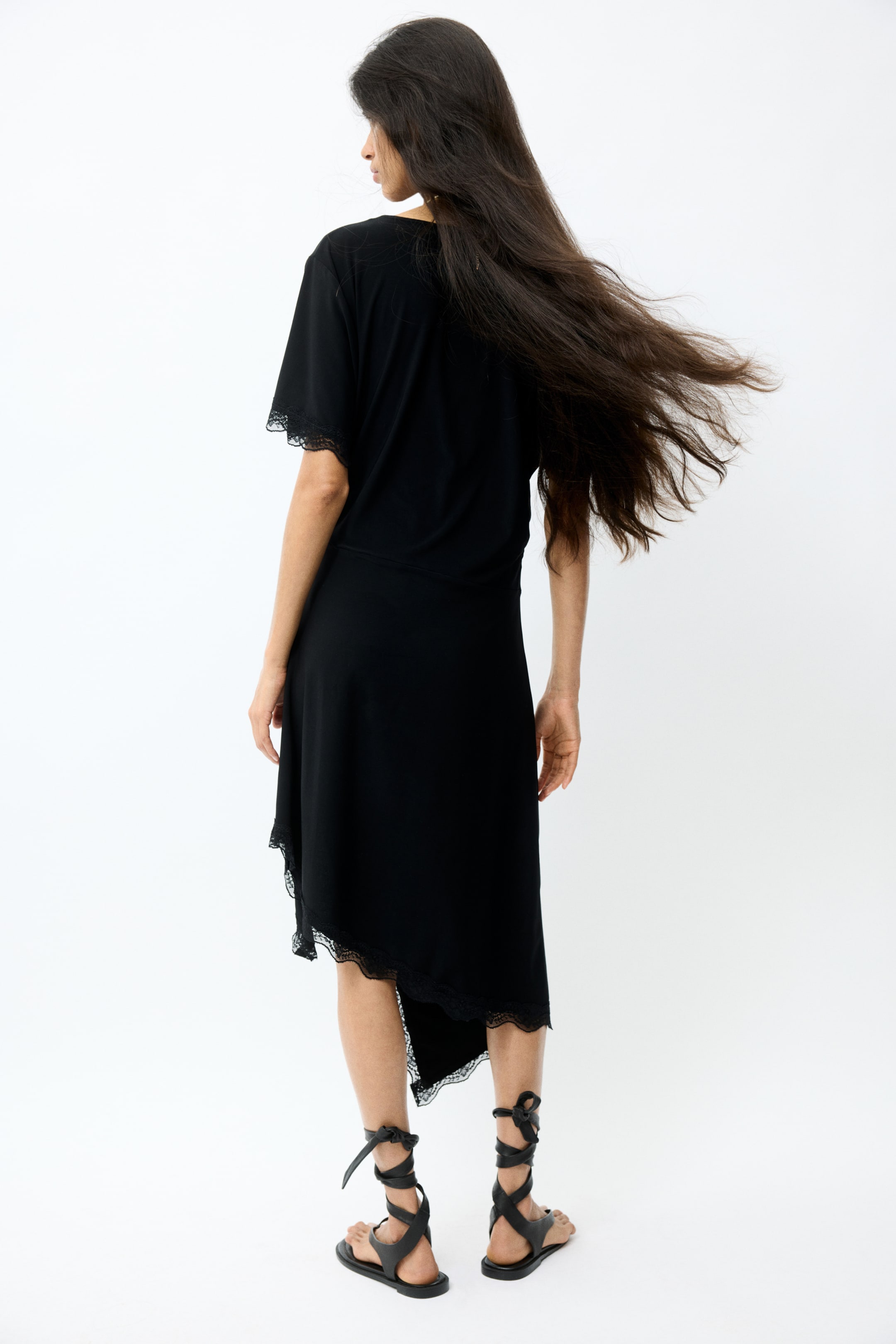 Lace-Trimmed Jersey Dress