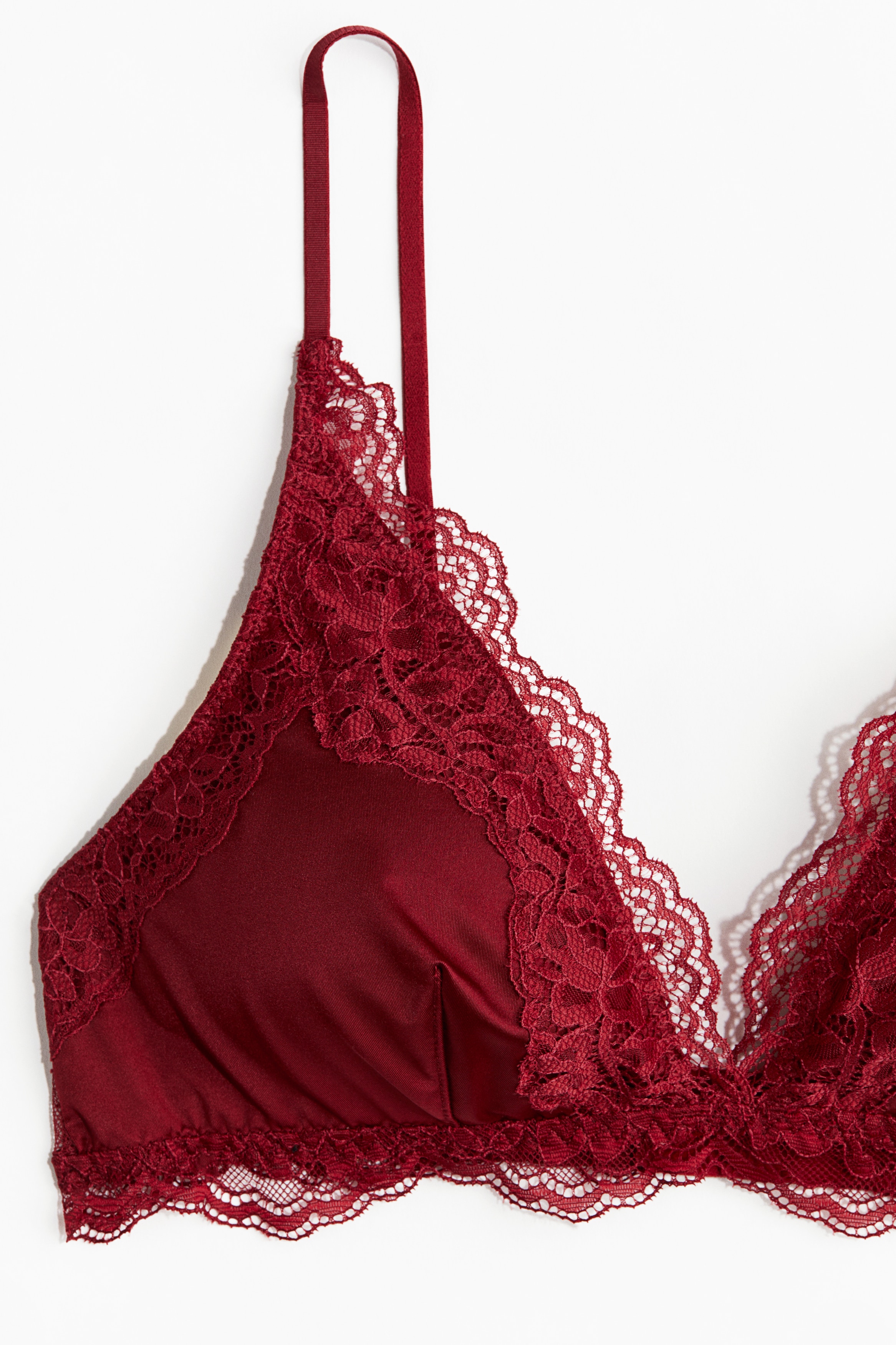 Padded soft microfibre and lace bra