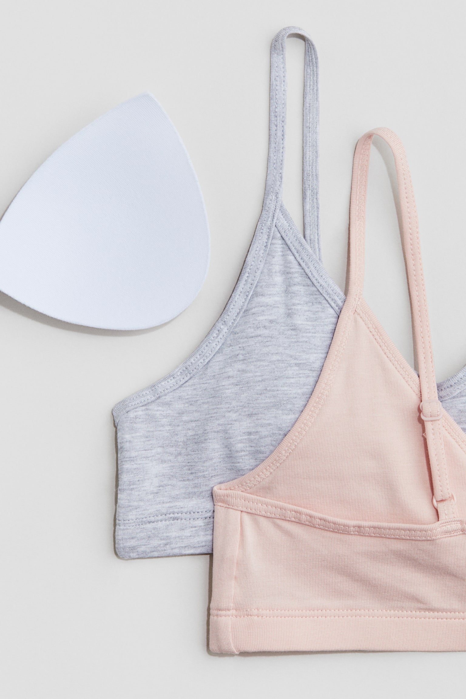 2-pack padded crop tops - Light pink/Light grey marl/Black/White/White - 2