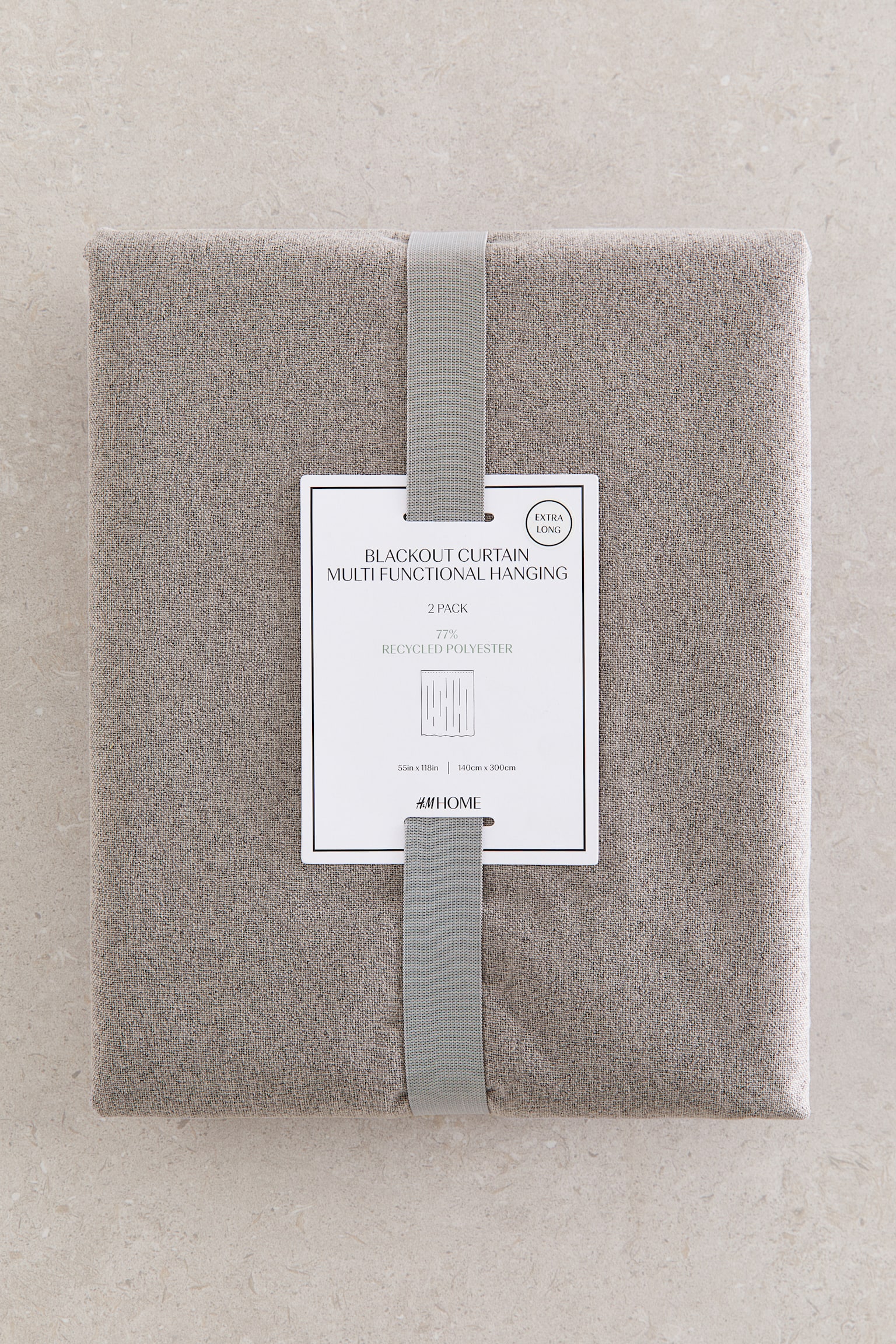 2-pack blackout curtain lengths - Grey marl/Light greige marl - 4