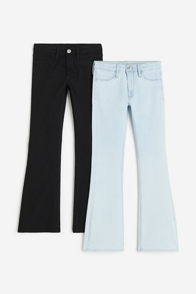 2-pack Flared Leg Low Jeans - Ljus denimblå/Svart/Ljus denimblå/Grå - 1