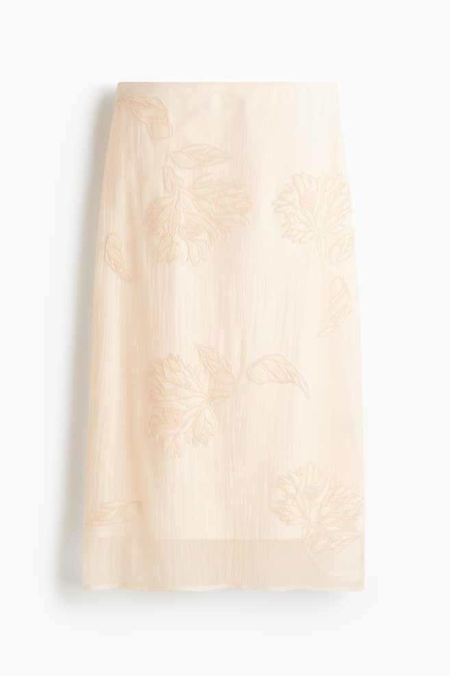 Bead-embroidered skirt - Powder pink - 1