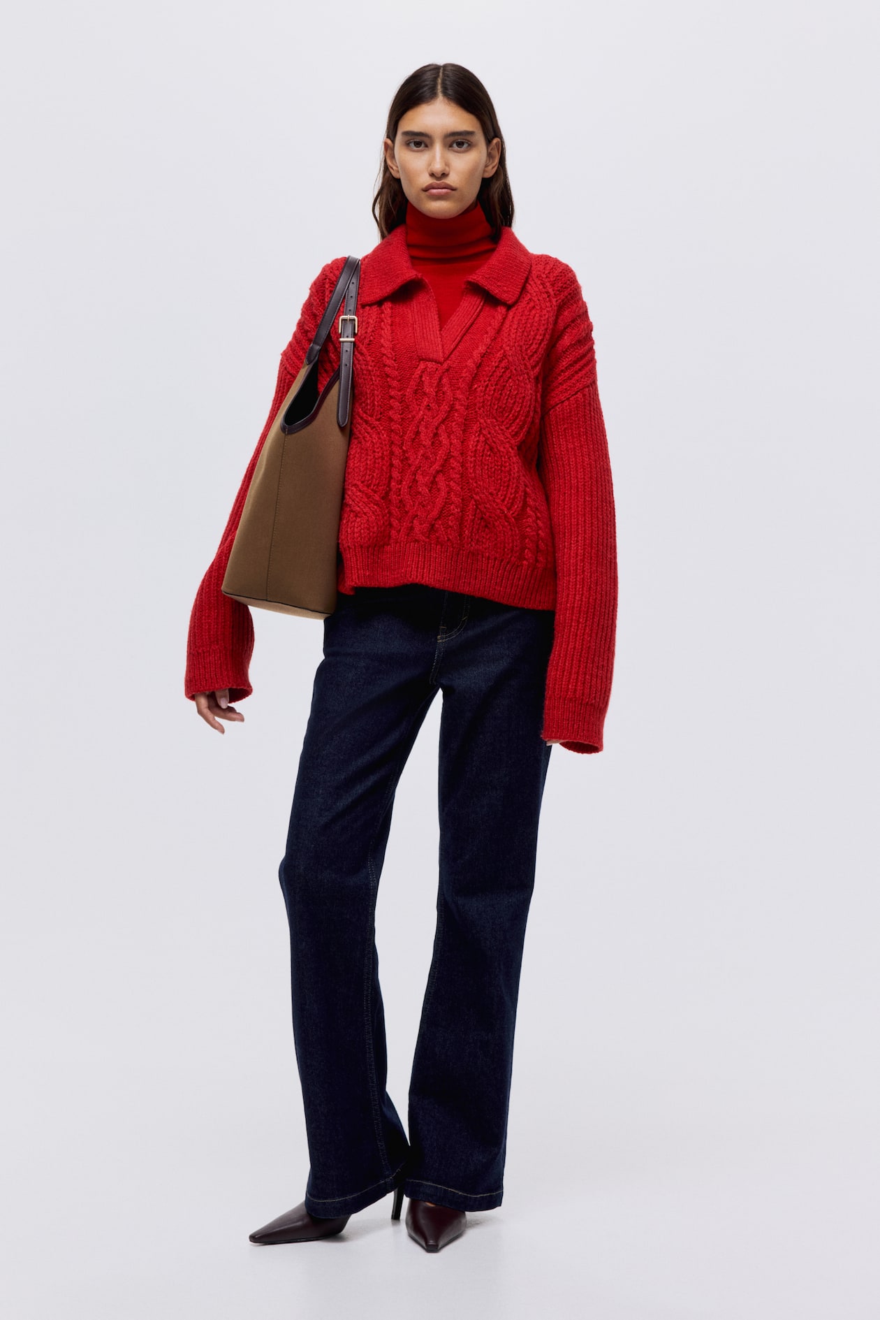 Cable-Knit Sweater with Collar - image 4