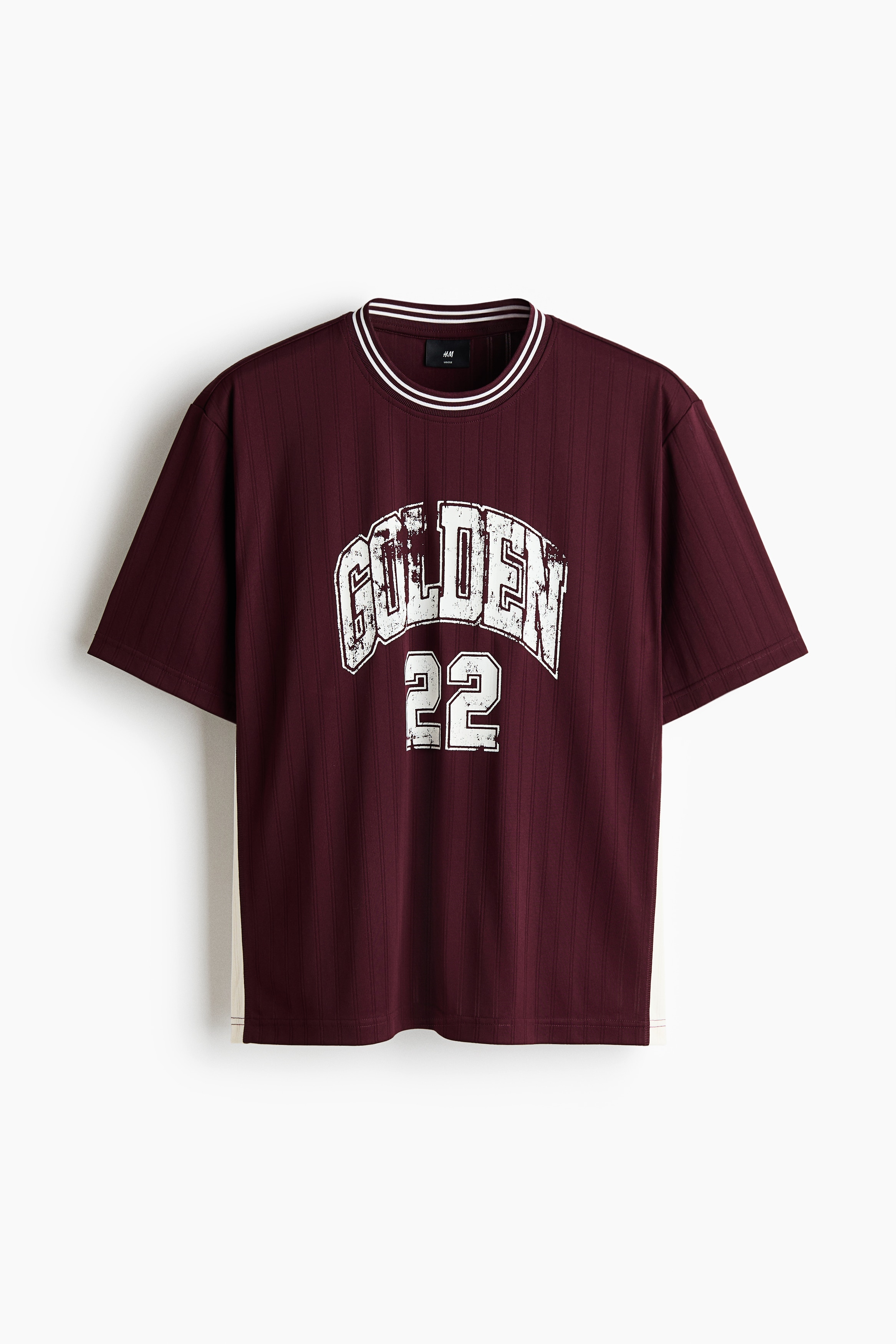 T-shirt med tryck Loose Fit - Vinröd/Golden 22/Mörkblå/Golden 22