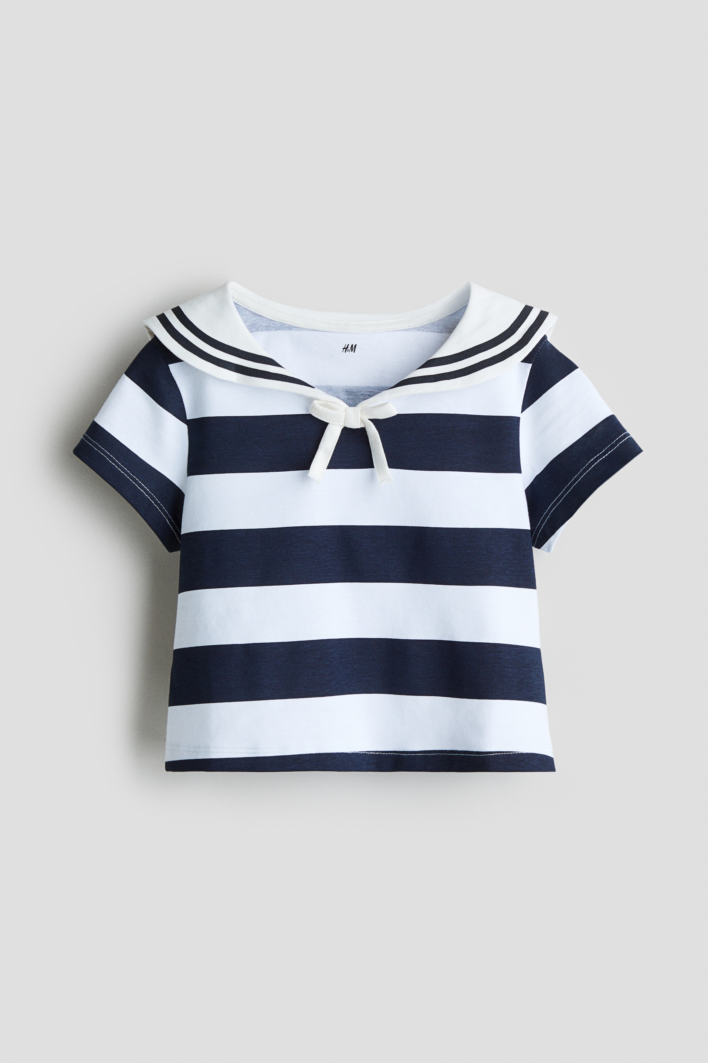 Sailor-collared top - Navy blue/White striped/White/Navy blue/Navy blue