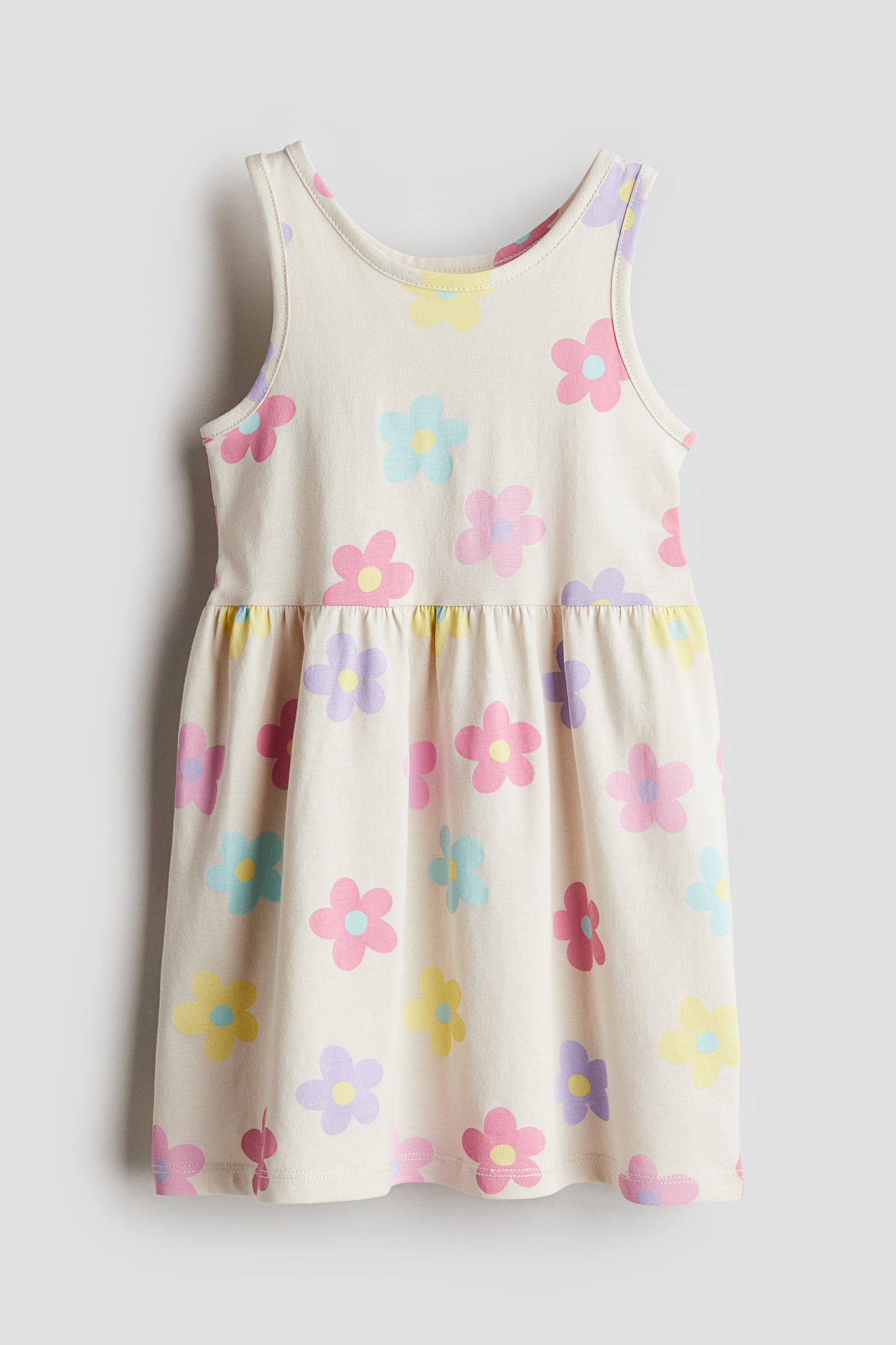 Patterned cotton dress - Light beige/Floral/Light yellow/Unicorns/White/Lollipops/Peach/Teddy bears/Light pink/Patterned/Powder pink/Bows/Pink/Unicorns/Dark grey/Bows/Light purple/Butterflies/Pink/Lemons/Light blue/Floral/Purple/Hearts/White/Hearts/Light pink/Floral/Pink/Striped/Light blue/Dogs - 1