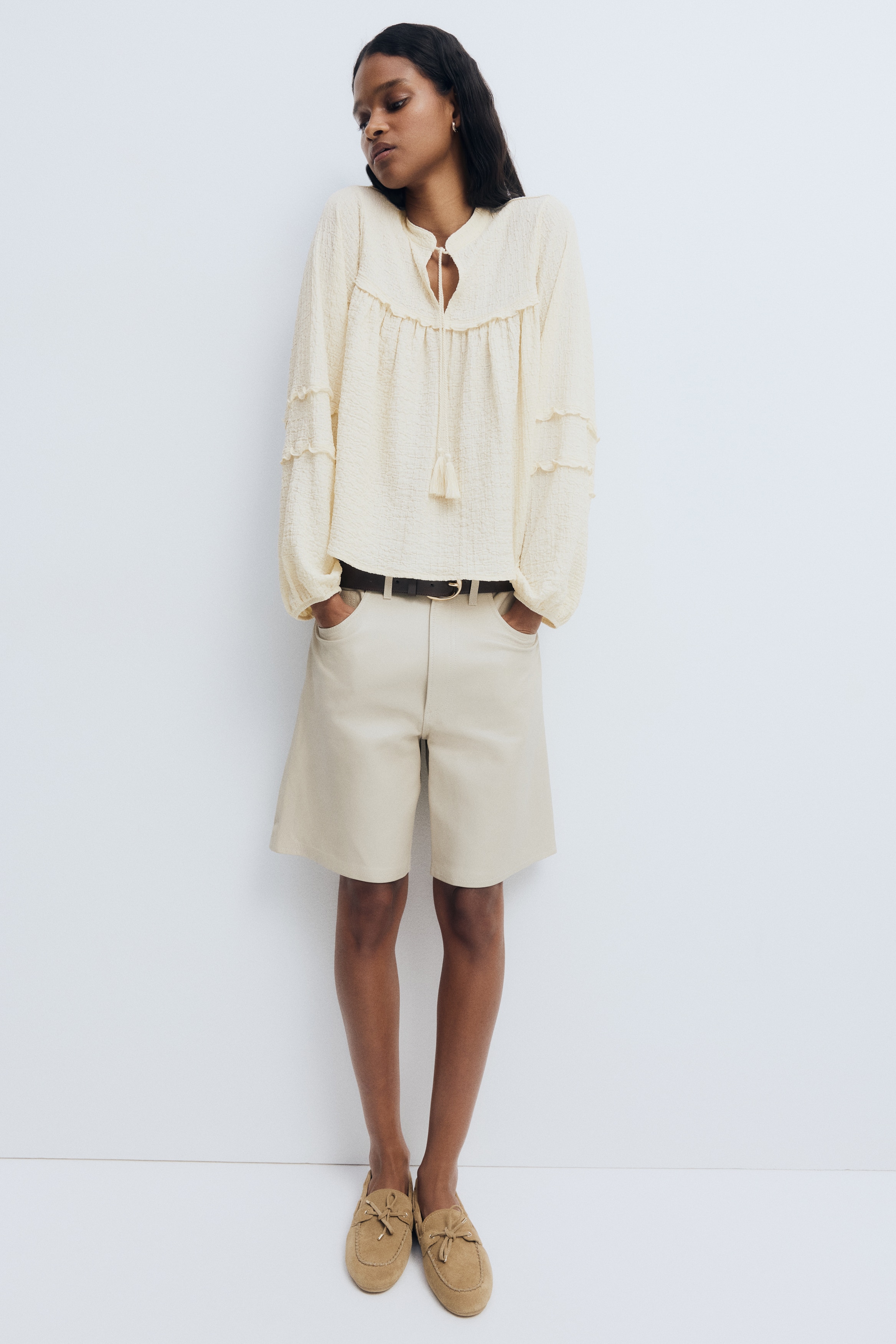 Crinkled jersey blouse