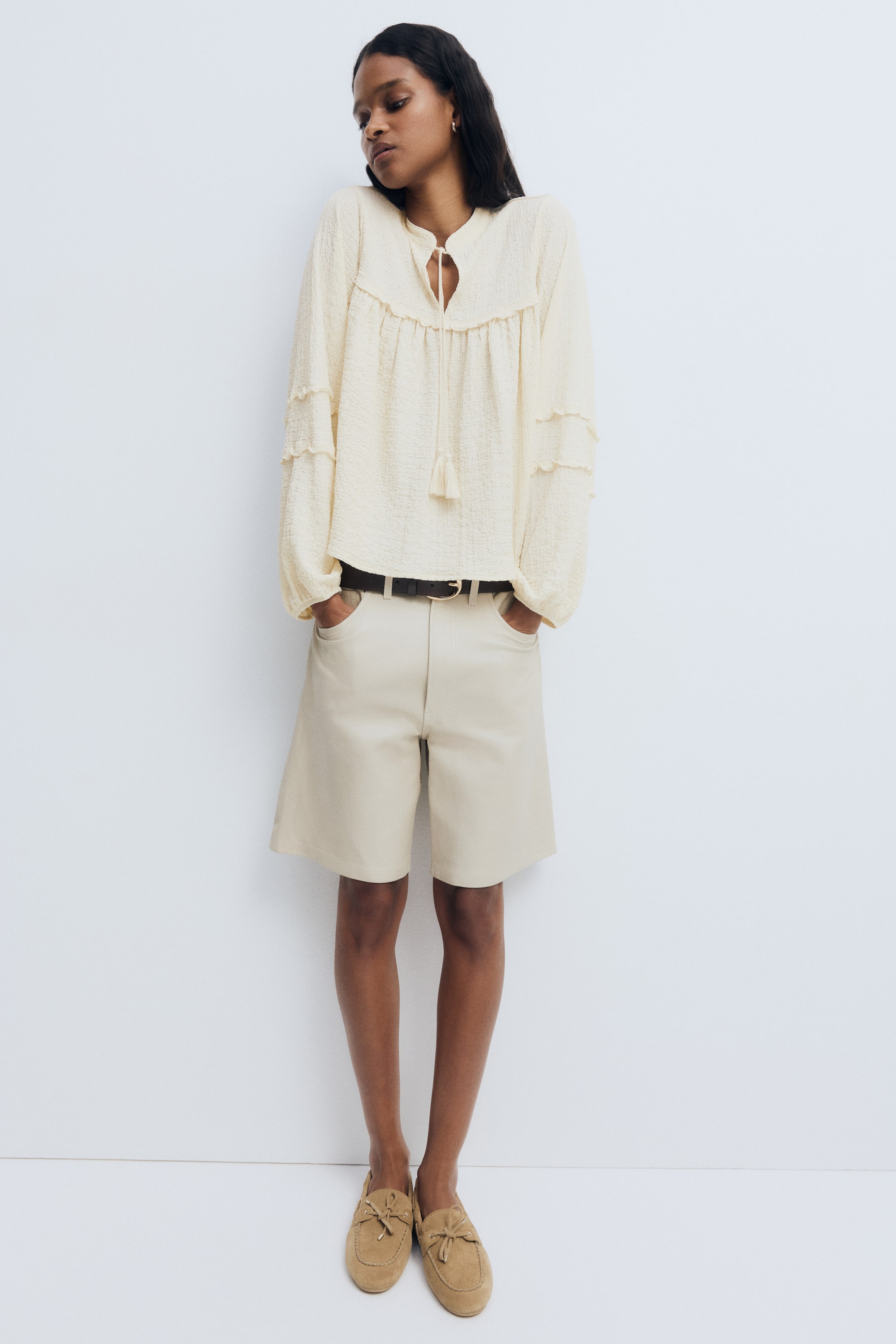 View larger image: Crinkled jersey blouse - Cream - Ladies | H&M 2