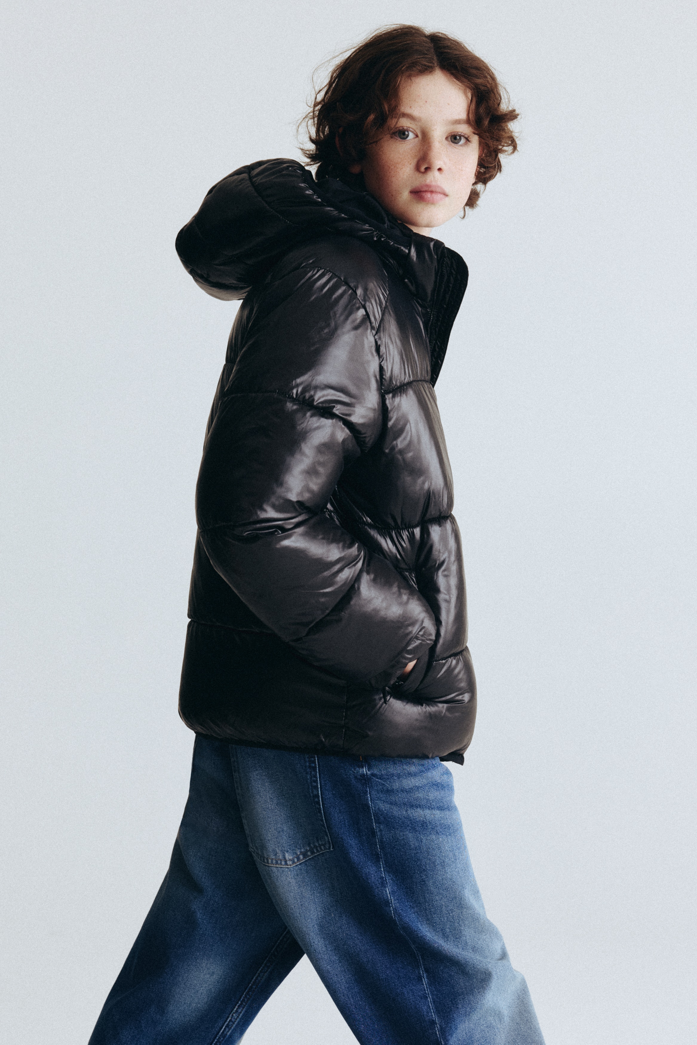 Shiny puffer jacket - Black