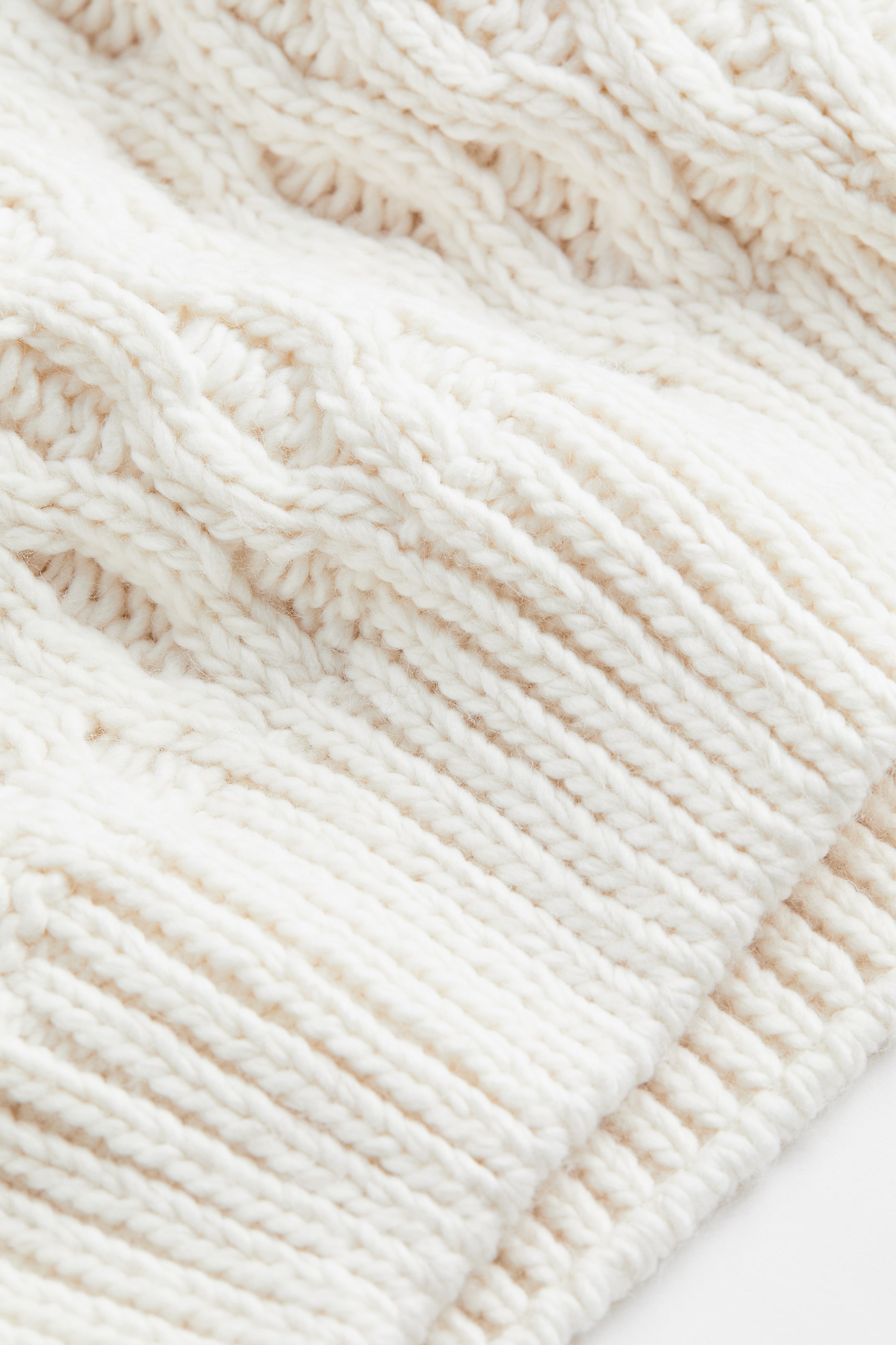 Cable-knit polo-neck jumper - Natural white - Ladies | H&M GB