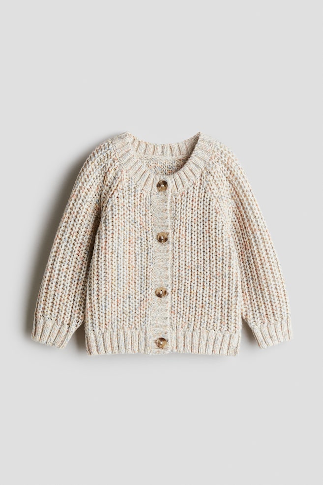 Grofgebreid vest - Lichtbeige/Wit/hartjes - 1