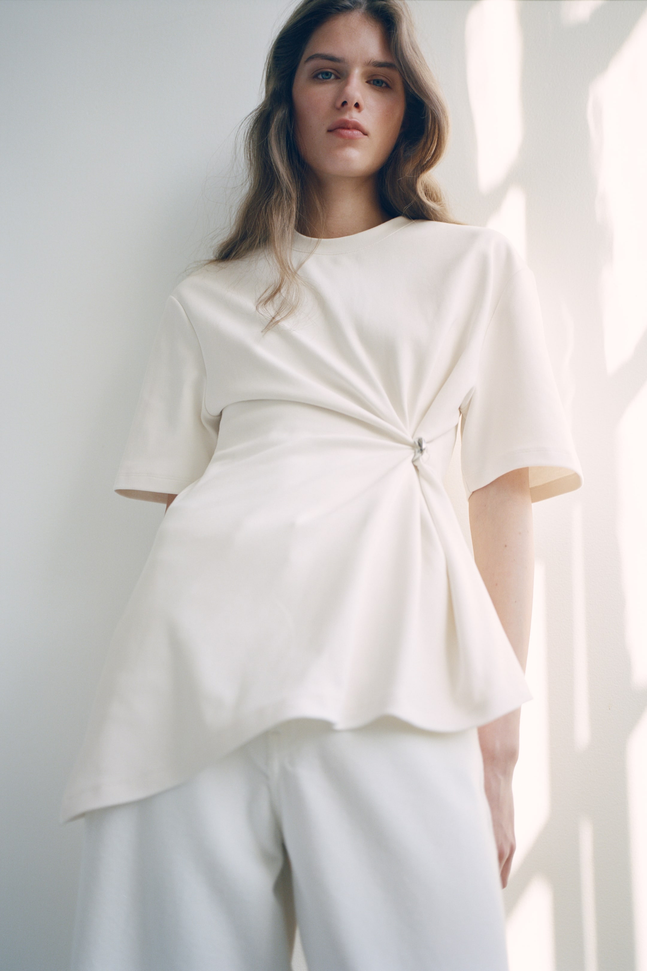 View larger image: Draped-detail asymmetric top - Cream - Ladies | H&M 1
