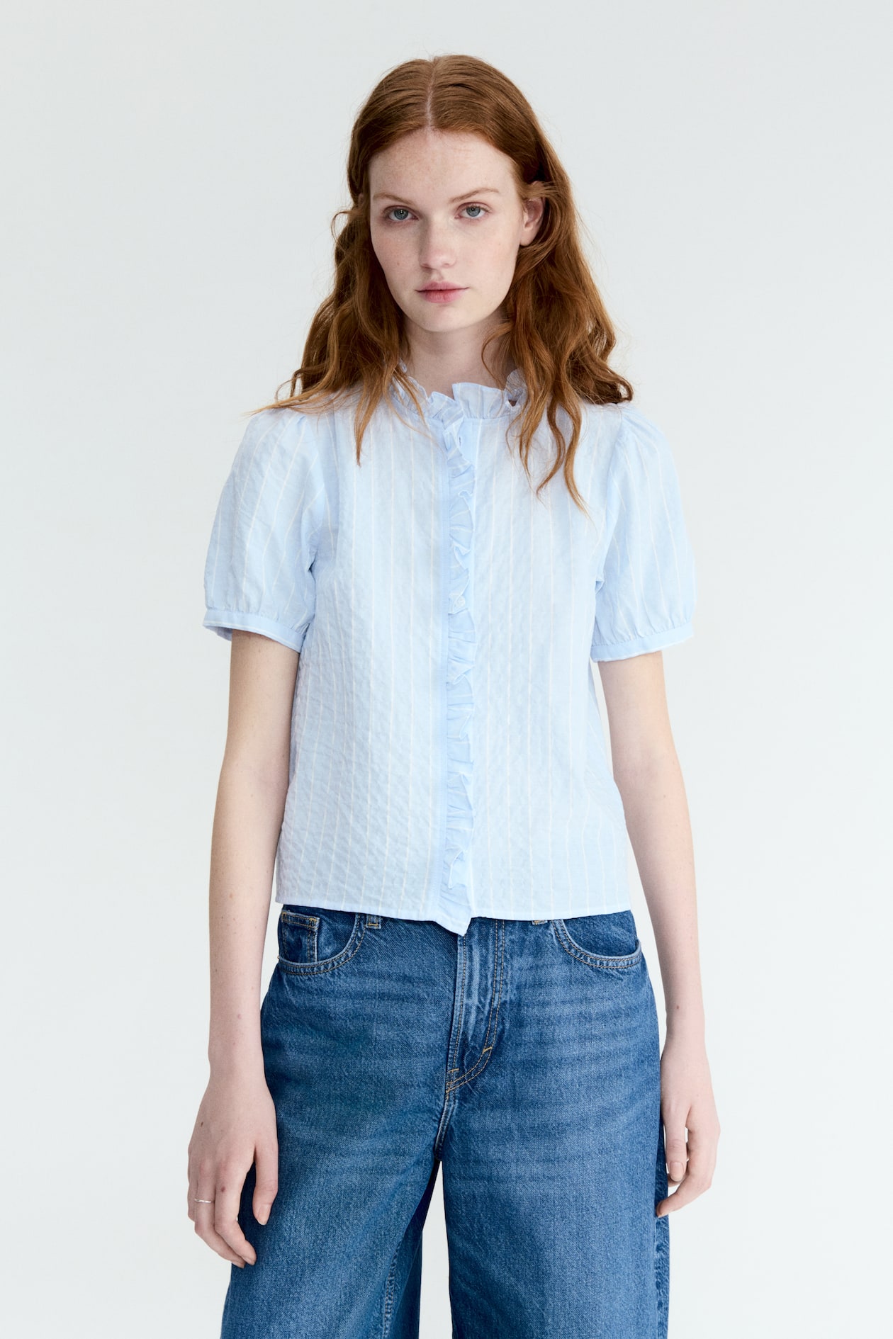 Ruffle-Trimmed Cotton Blouse - image 5