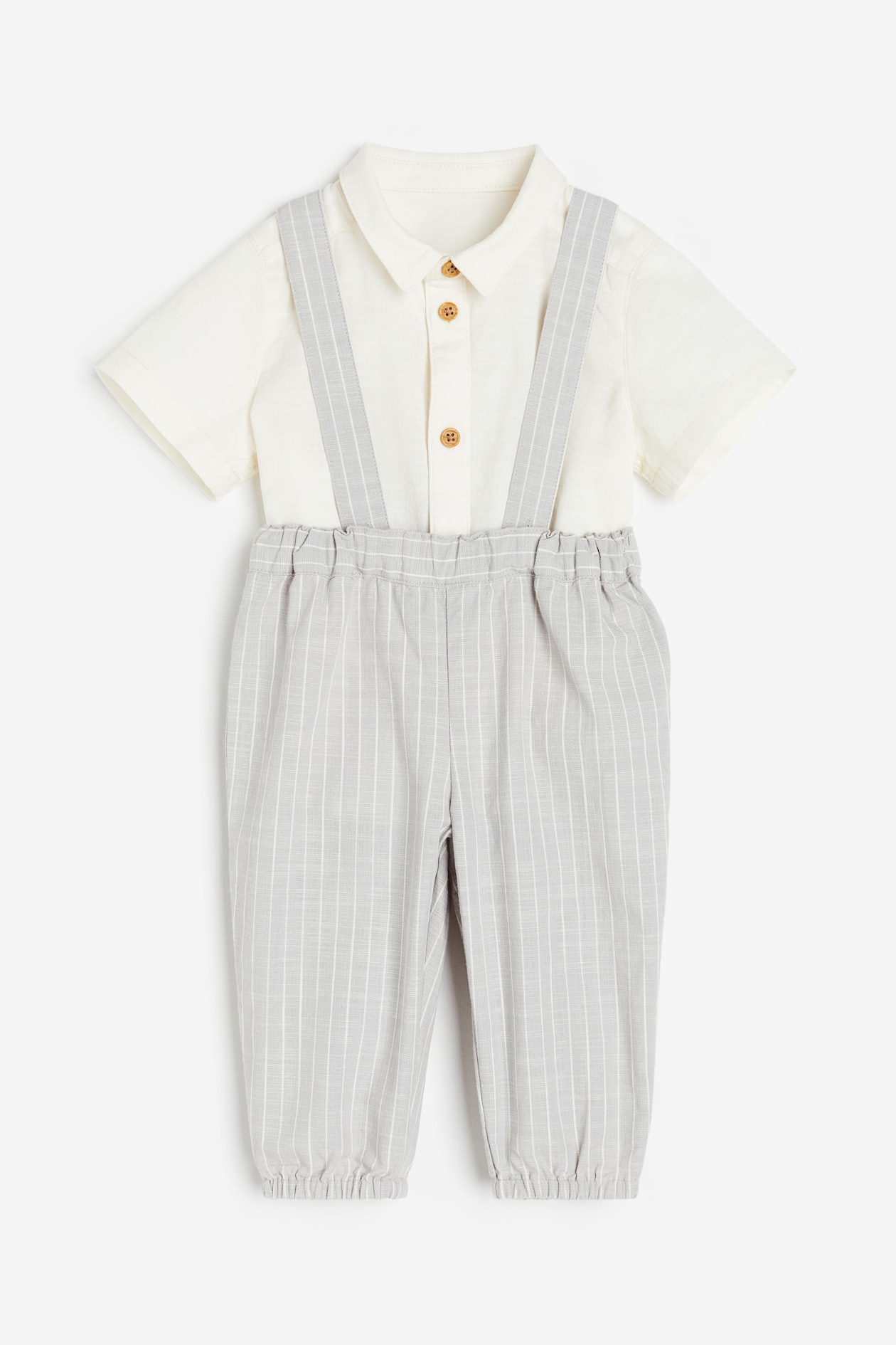 2-piece Cotton Set - Light gray/striped - Kids | H&M US