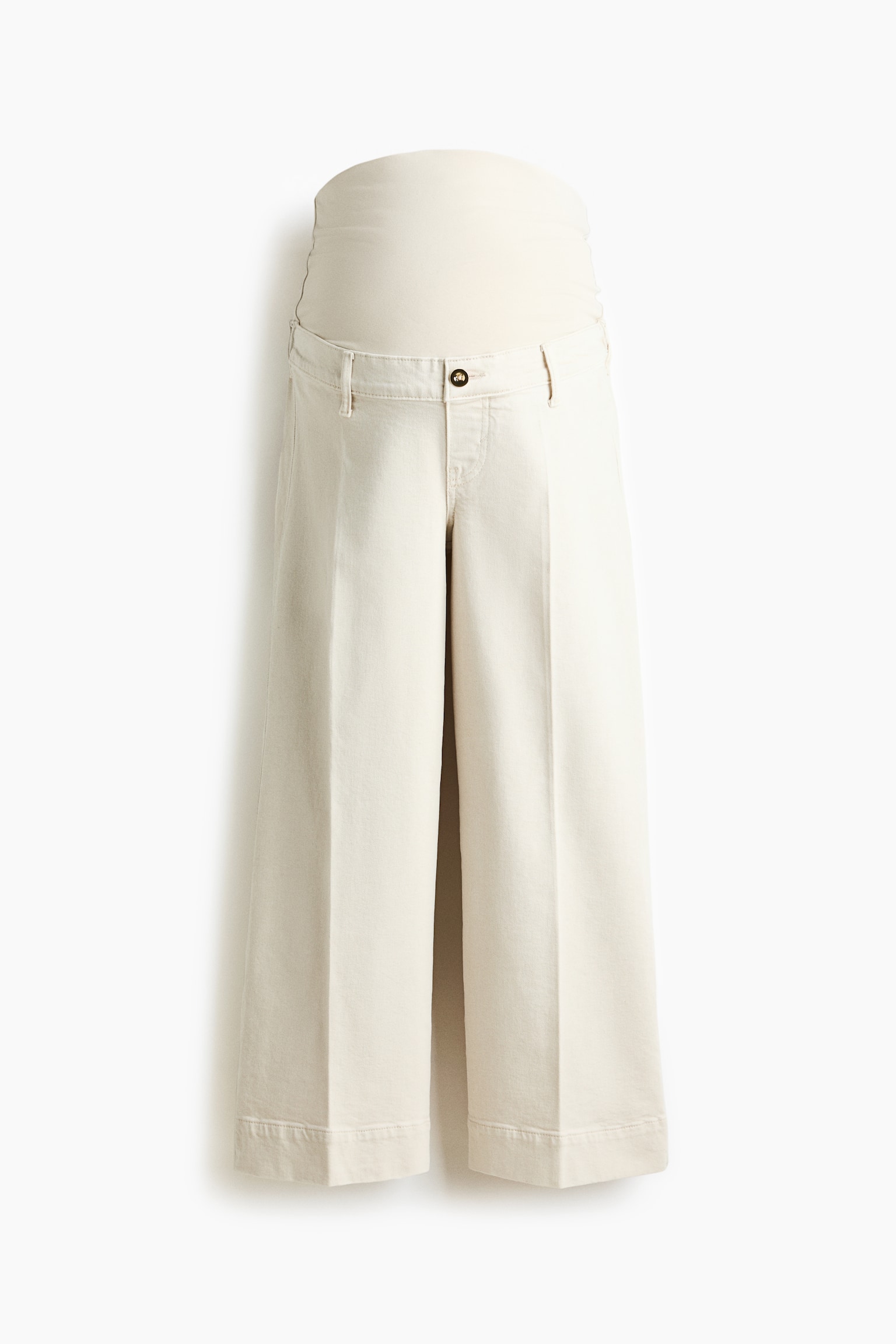 MAMA Wide High Waist Ankle Jeans - Cream/Dark denim blue