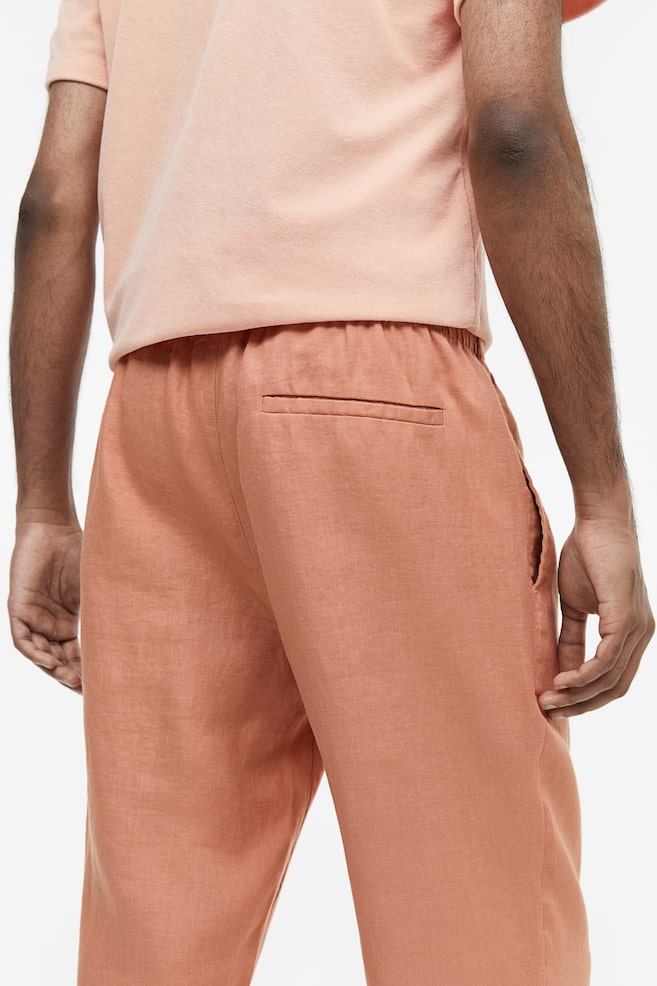 Pantaloni in lino Regular Fit - Rosa salmone/Crema/Nero/Beige scuro - 3