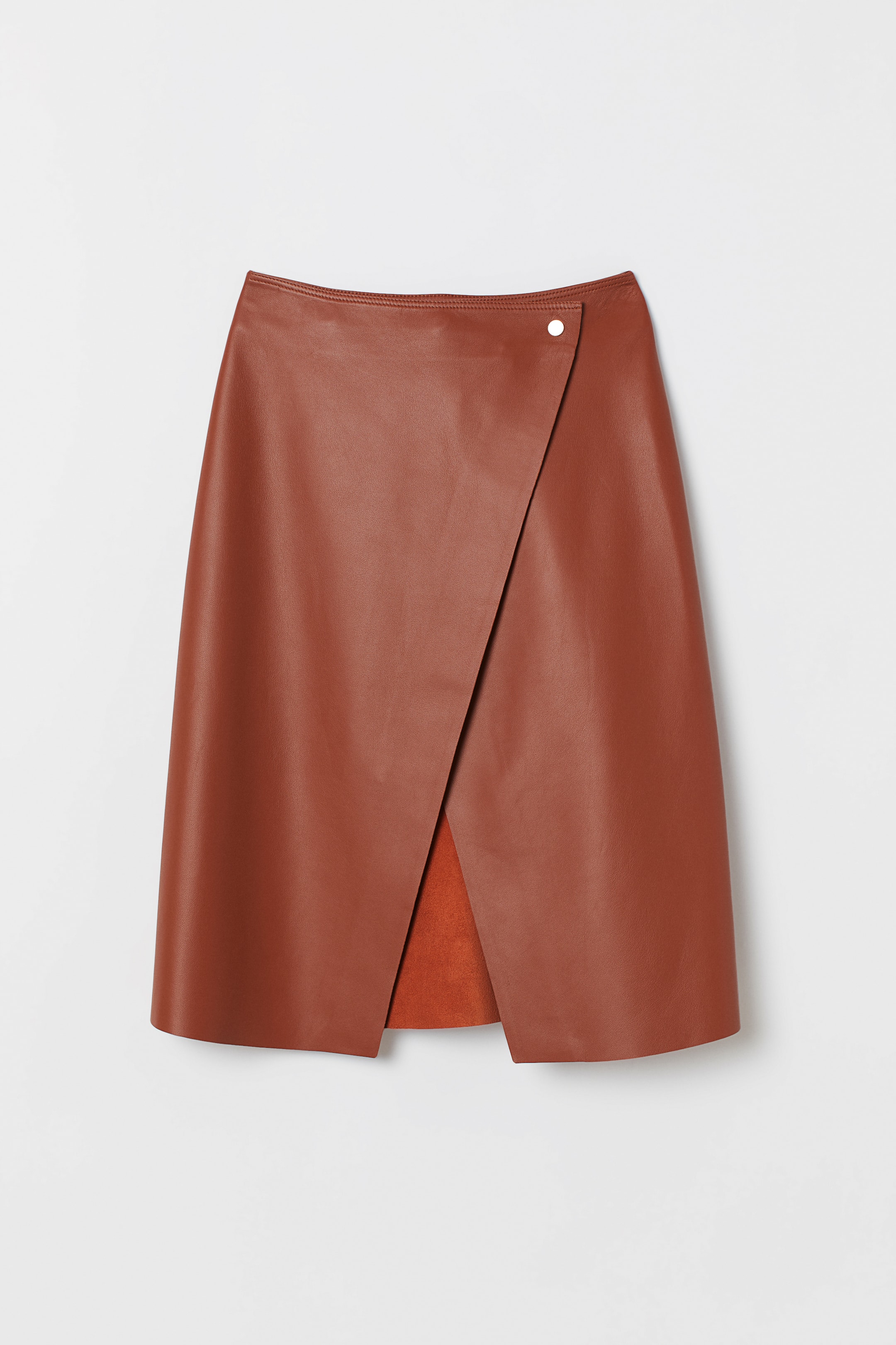 Leather Wrap-front Skirt