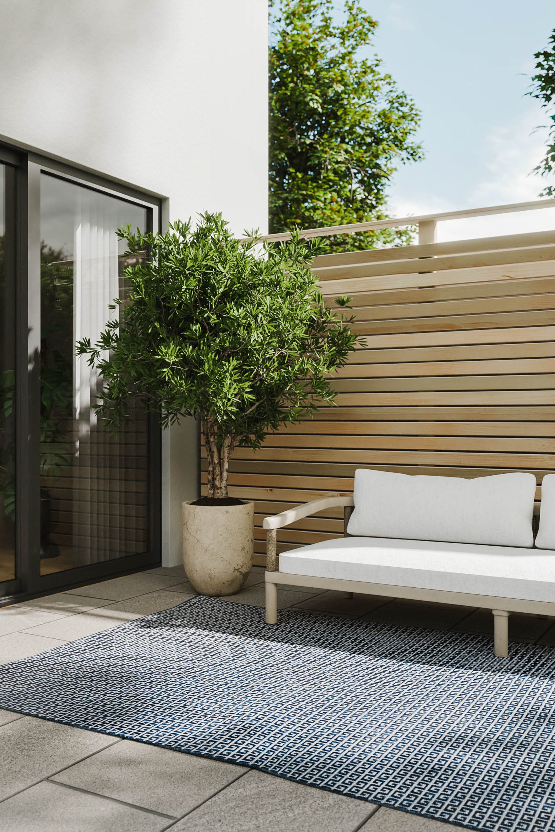 Sisä- Ja Ulkotiloissa Käytettävät Matot Lou - Sininen/Valkoinen