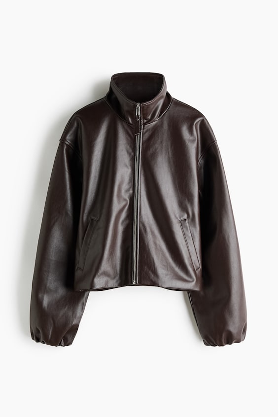 Женские куртки H&M Coated Funnel-Collar Jacket