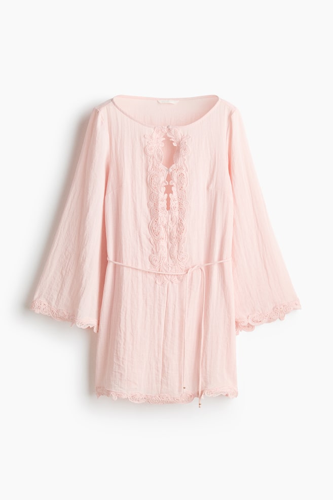 Lace-trimmed dress - Powder pink/Cream - 1