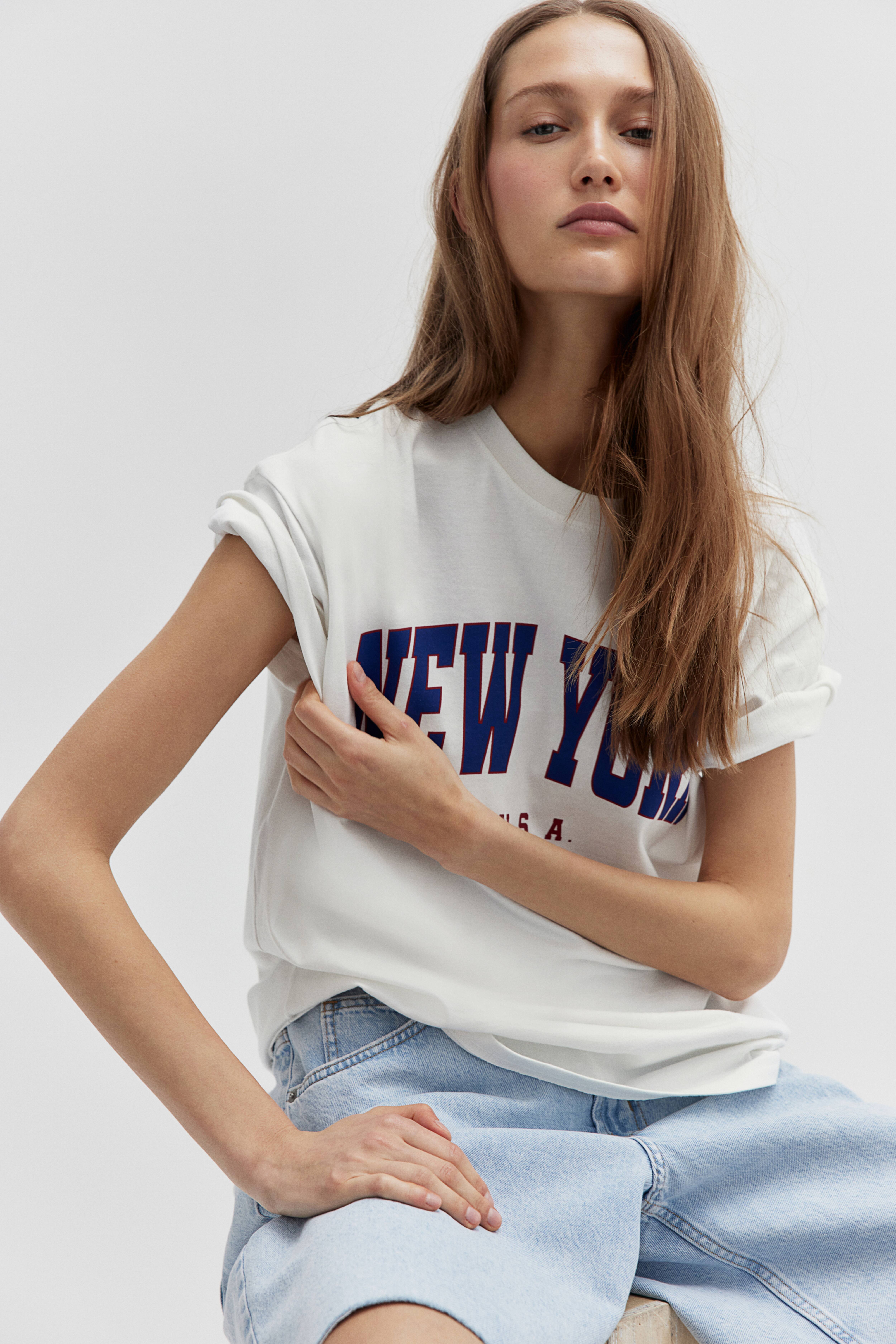 H&m white t shirt women's best sale