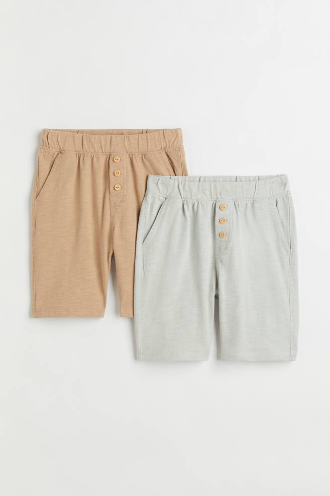 2-pack slub-cotton shorts - Beige/Mint green