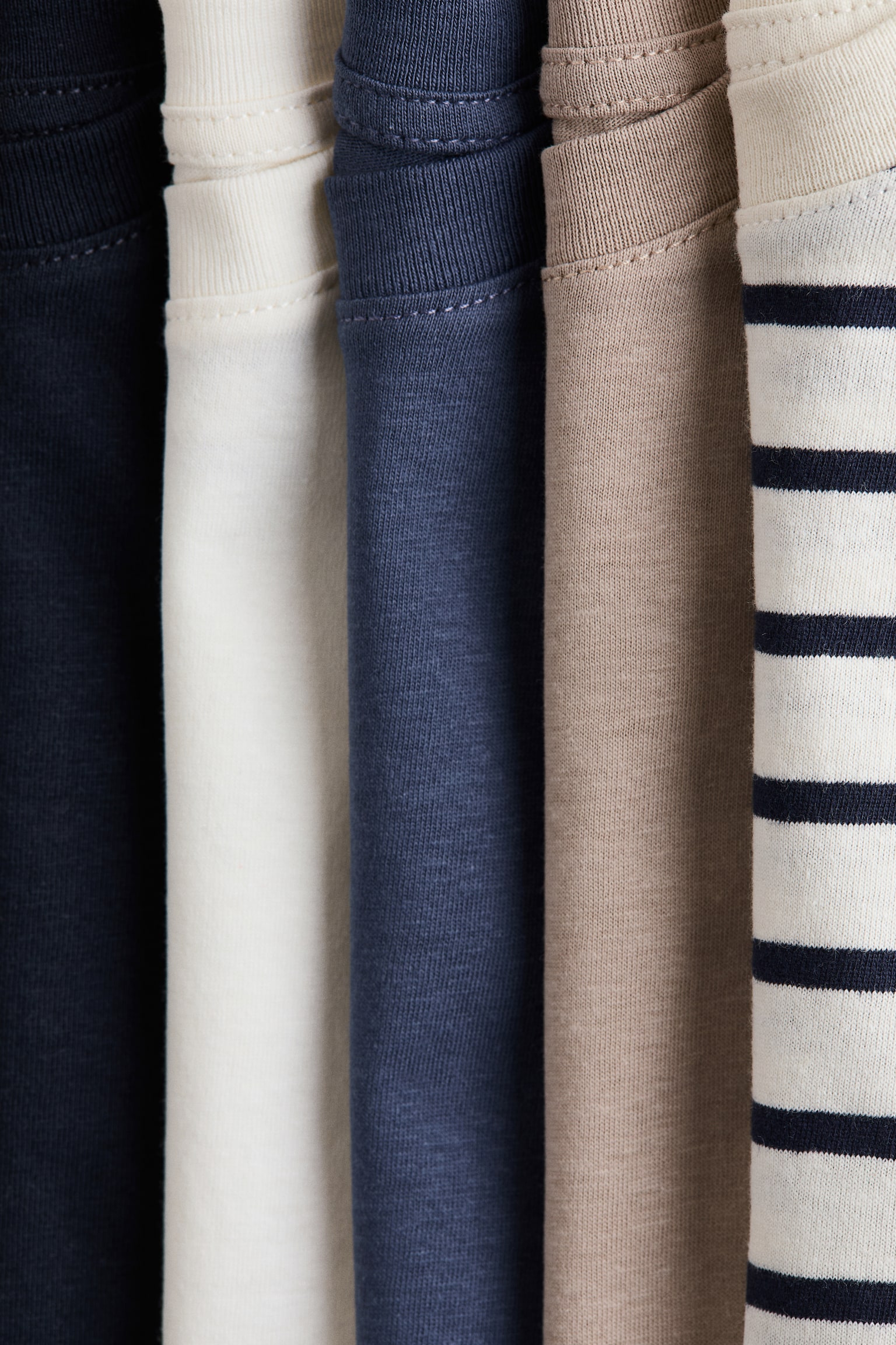 5-pack cotton T-shirts - Beige/Blue/Cream/Blue/White/Yellow/Teal/Striped/Blue/Light grey marl/Brown/Black/Dark grey/Dark grey/Light grey marl/Navy blue/Blue - 2