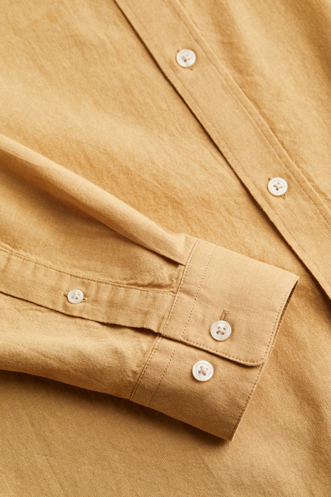 Regular Fit Skjorte i linmiks - Sennepsgul/Lys beige/Blå/Hvit stripet/Orange/Stripet/dc/dc/dc/dc/dc/dc - 7