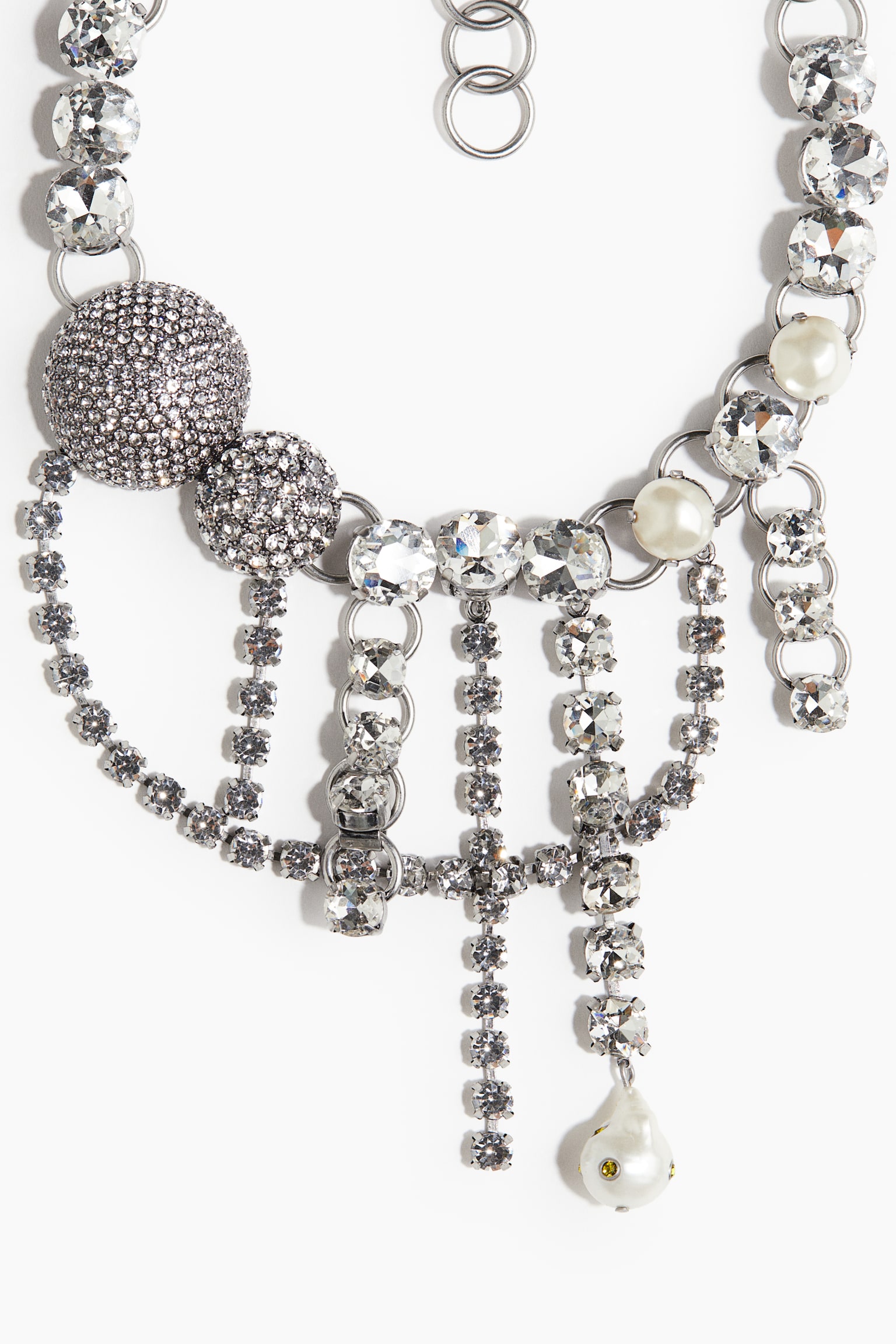 Rhinestone necklace - Silver-coloured - 3