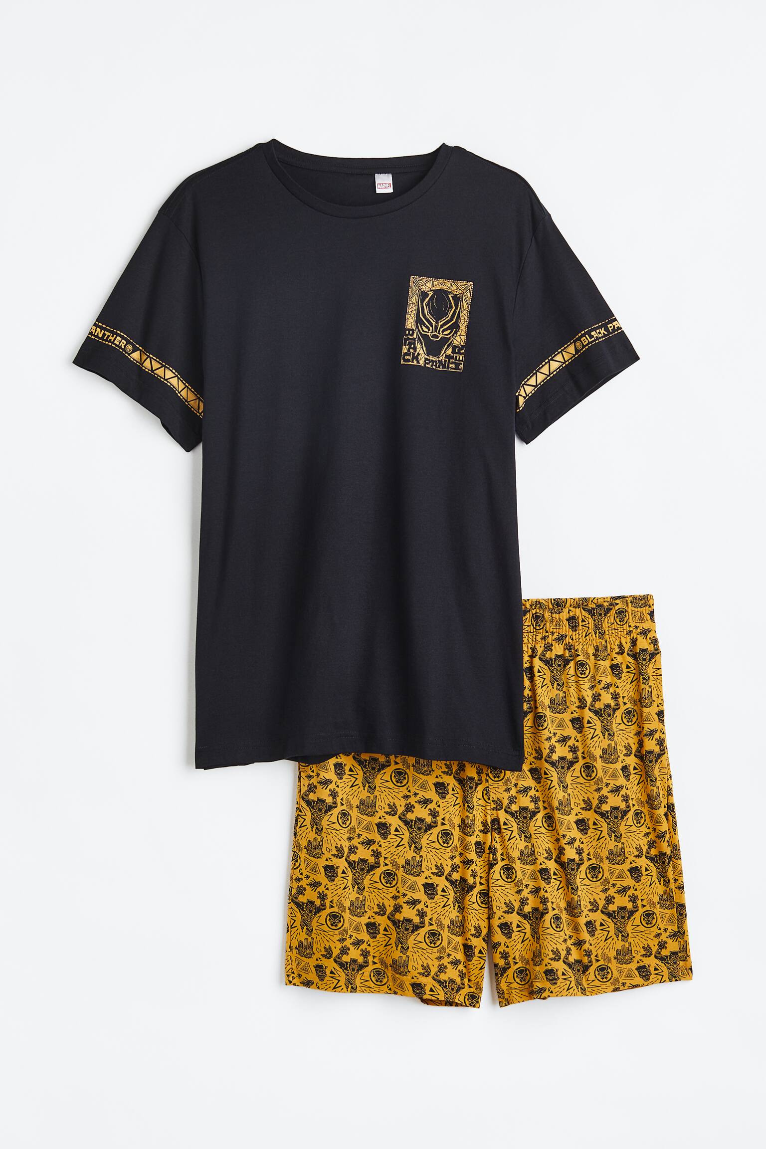 Regular Fit Pyjama Tee & Short set - Yellow/Black Panther - 1