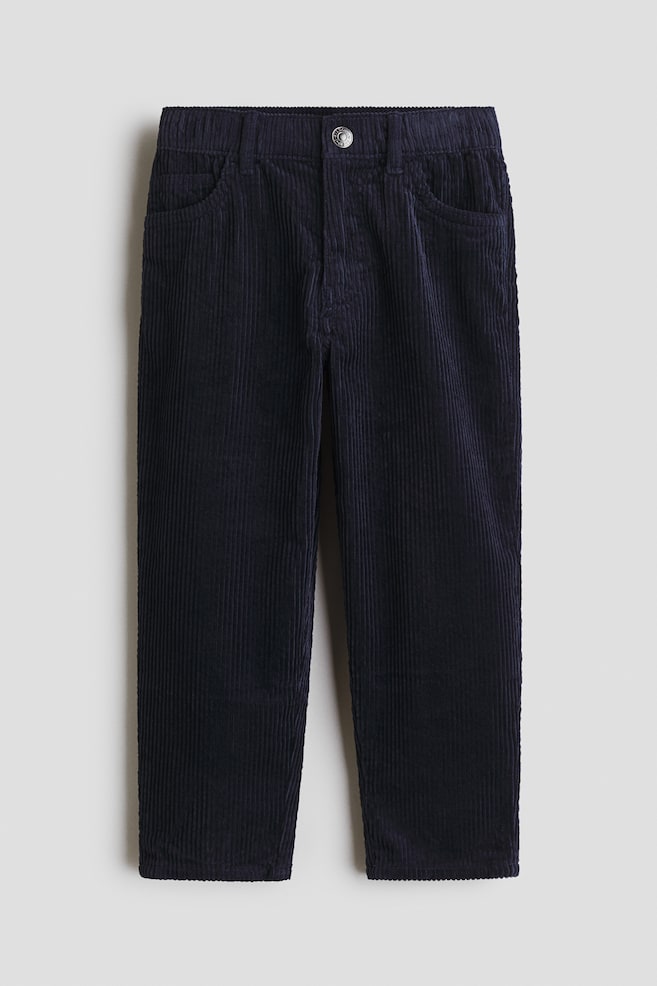 Pantaloni din catifea reiată de bumbac - Bleumarin/Bej-deschis/Albastru-prăfuit - 1