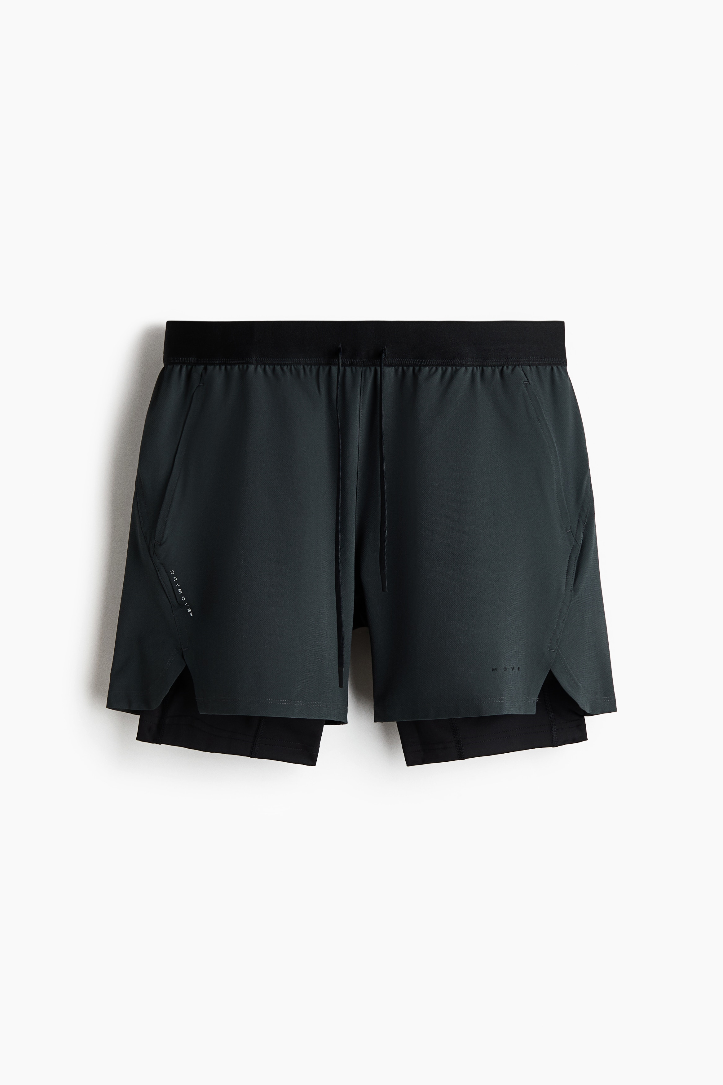 H & M - Doppellagige Sportshorts mit DryMove - Grau - Sportswear