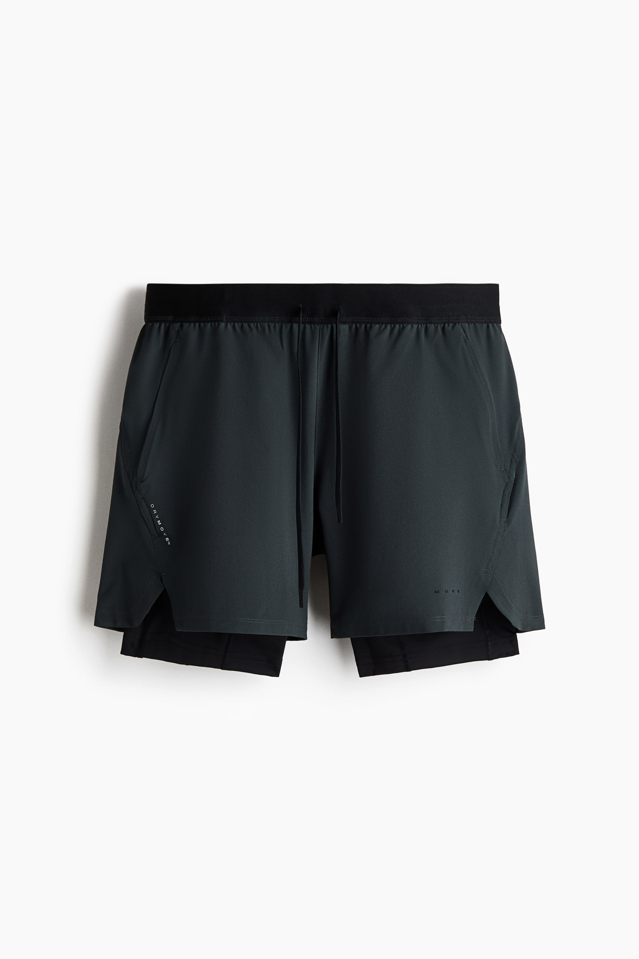 View larger image: Double-layered sports shorts with DryMove™ - Dark grey - Men | H&M IN 1