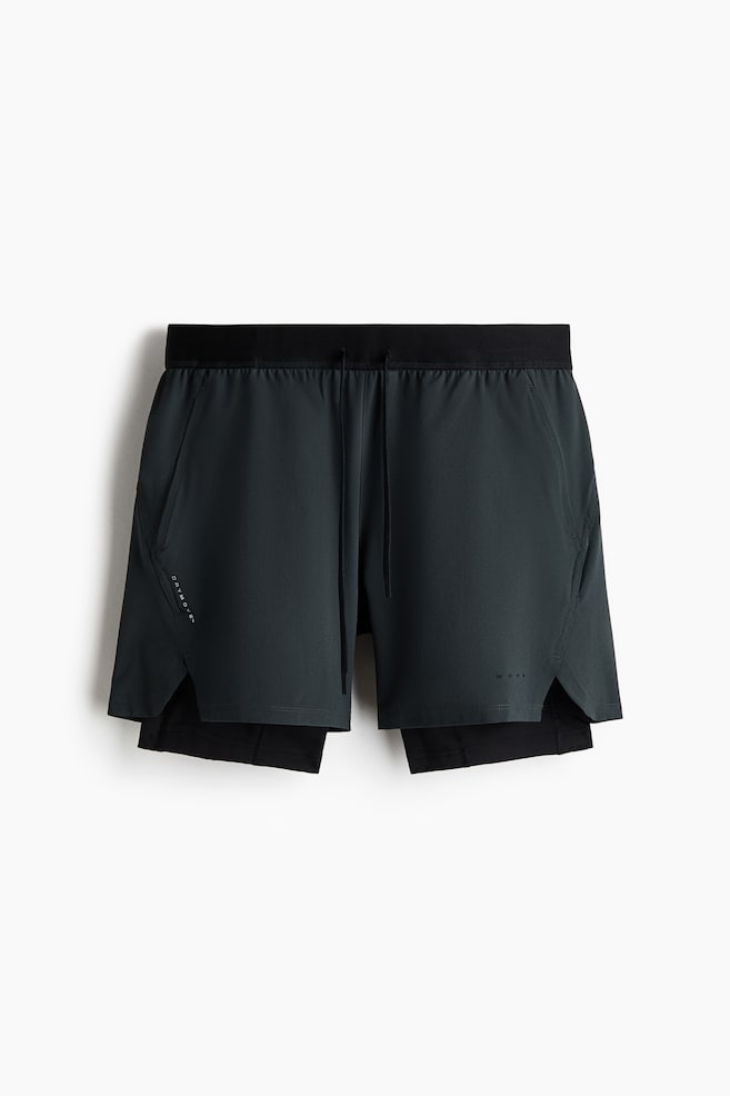 Double-layered sports shorts with DryMove™ - Dark grey/Black/Brown/Dusty grey/Dusty green/Beige/Black/Burgundy - 1
