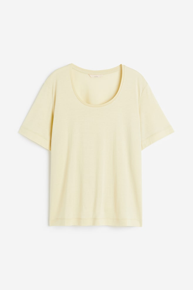 Silk-blend T-shirt - Pale yellow - 2