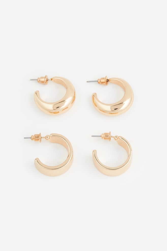 2 pairs hoop earrings - Gold-coloured - 1