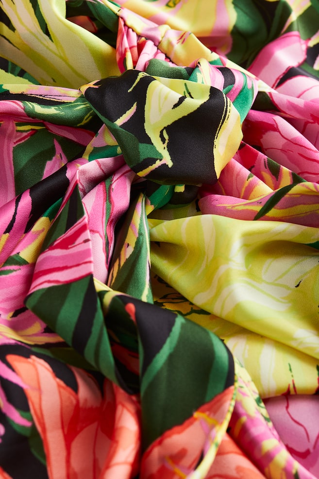 Satin wrap dress - Green/Floral/Black/Yellow/Black/Zebra print/dc - 5
