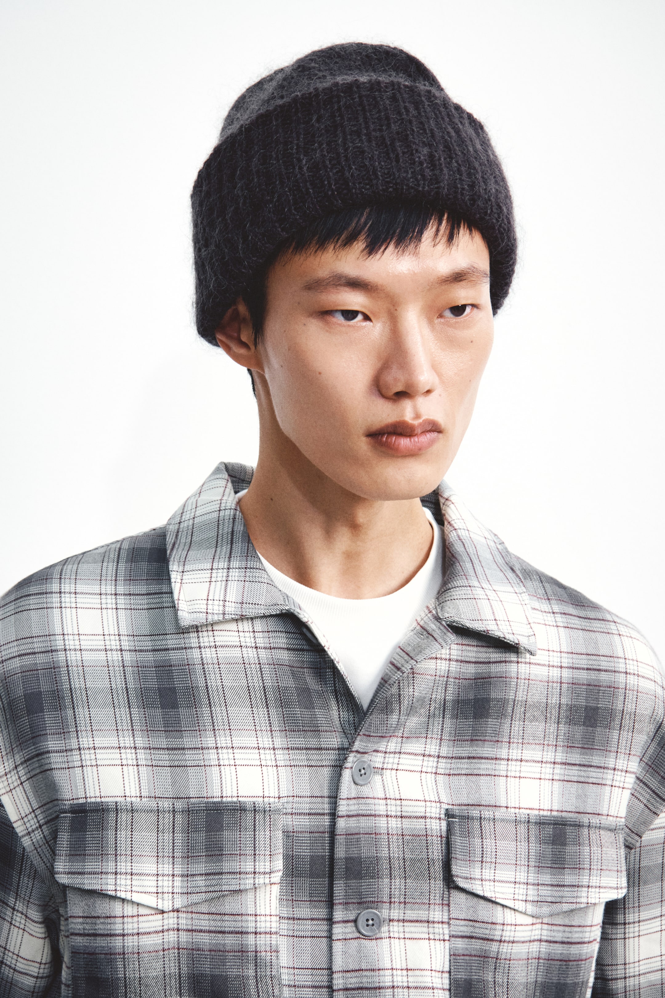 이미지 확대 보기: 라이트 패딩 오버셔츠 - 그레이/체크 - Men | H&M KR 4