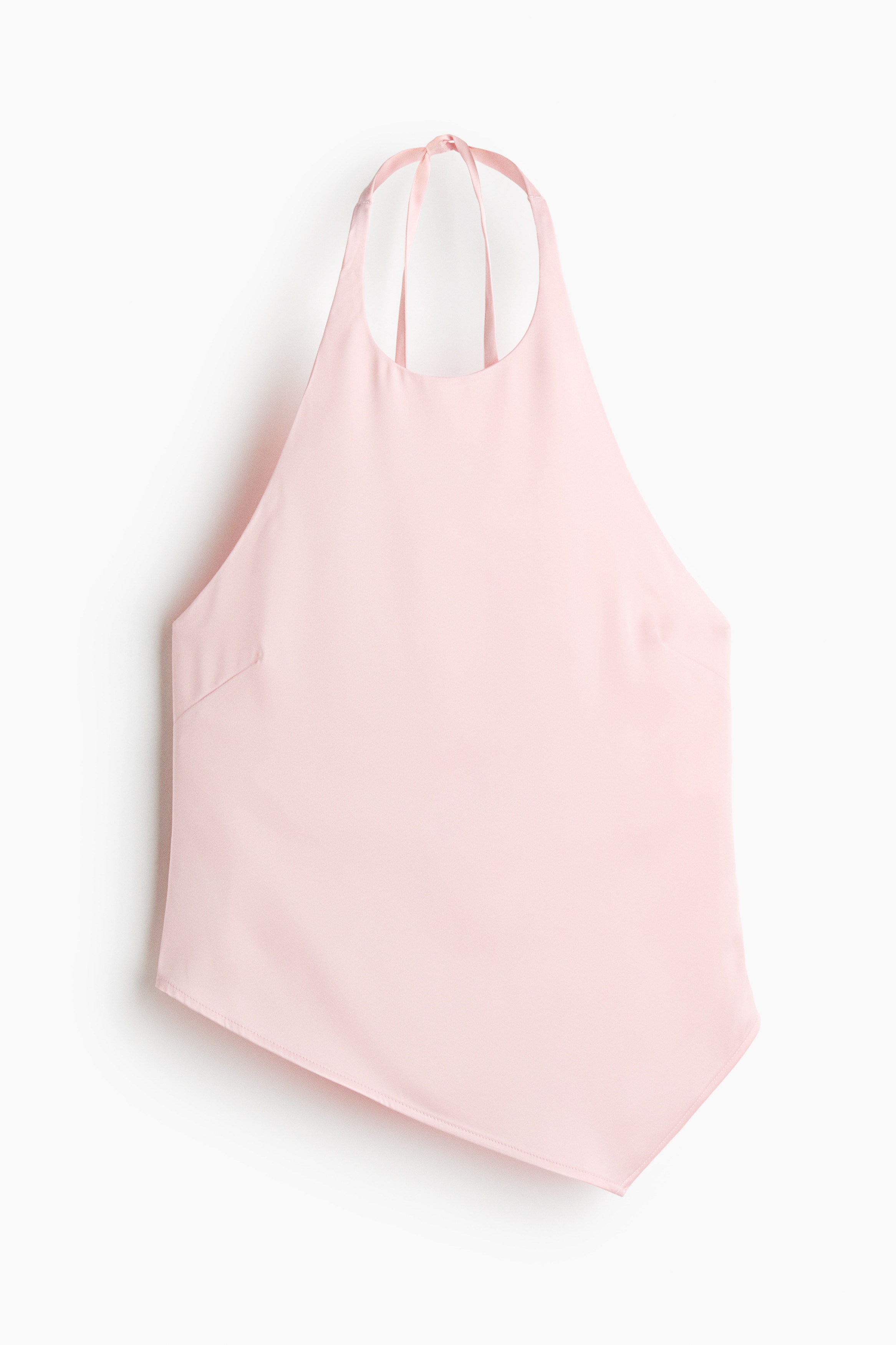 Asymmetric Halterneck Top - Light pink/Dark gray/Light taupe