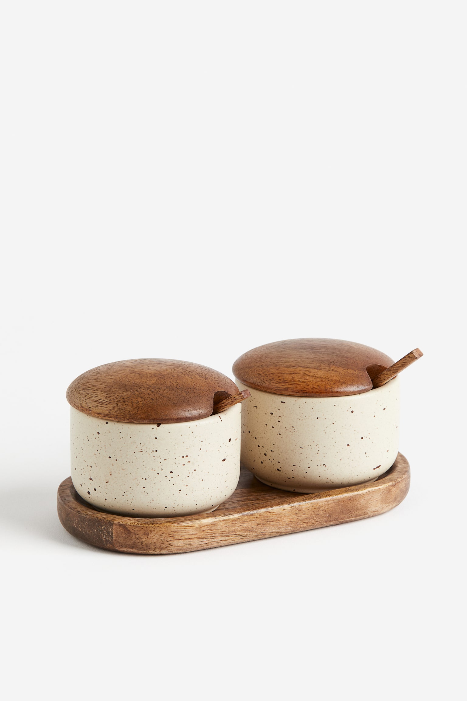 Reactive-glaze salt and pepper set - Light beige/Speckled