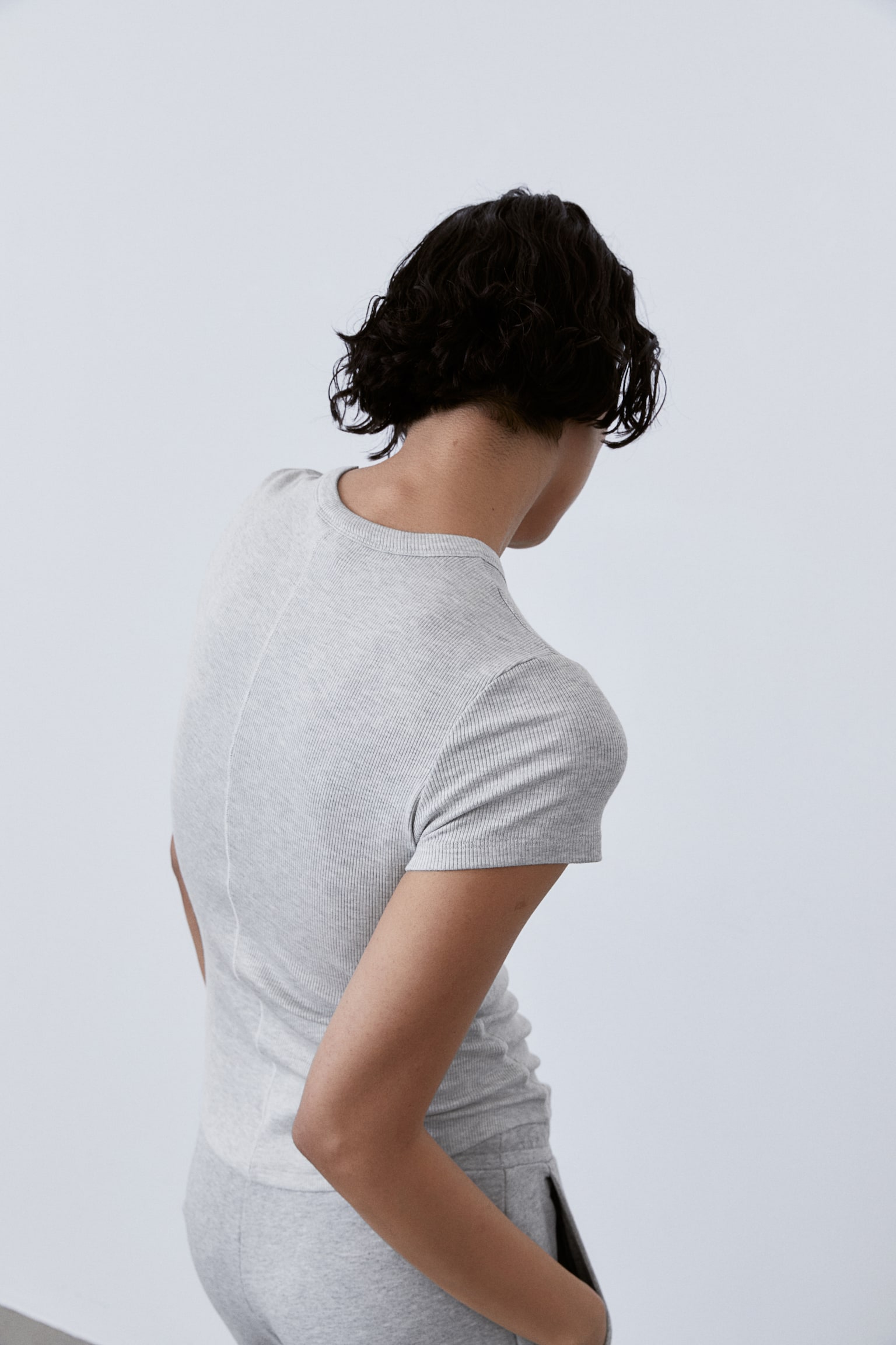 Activewear Top In DryMove™ - Light grey marle/Black - 6